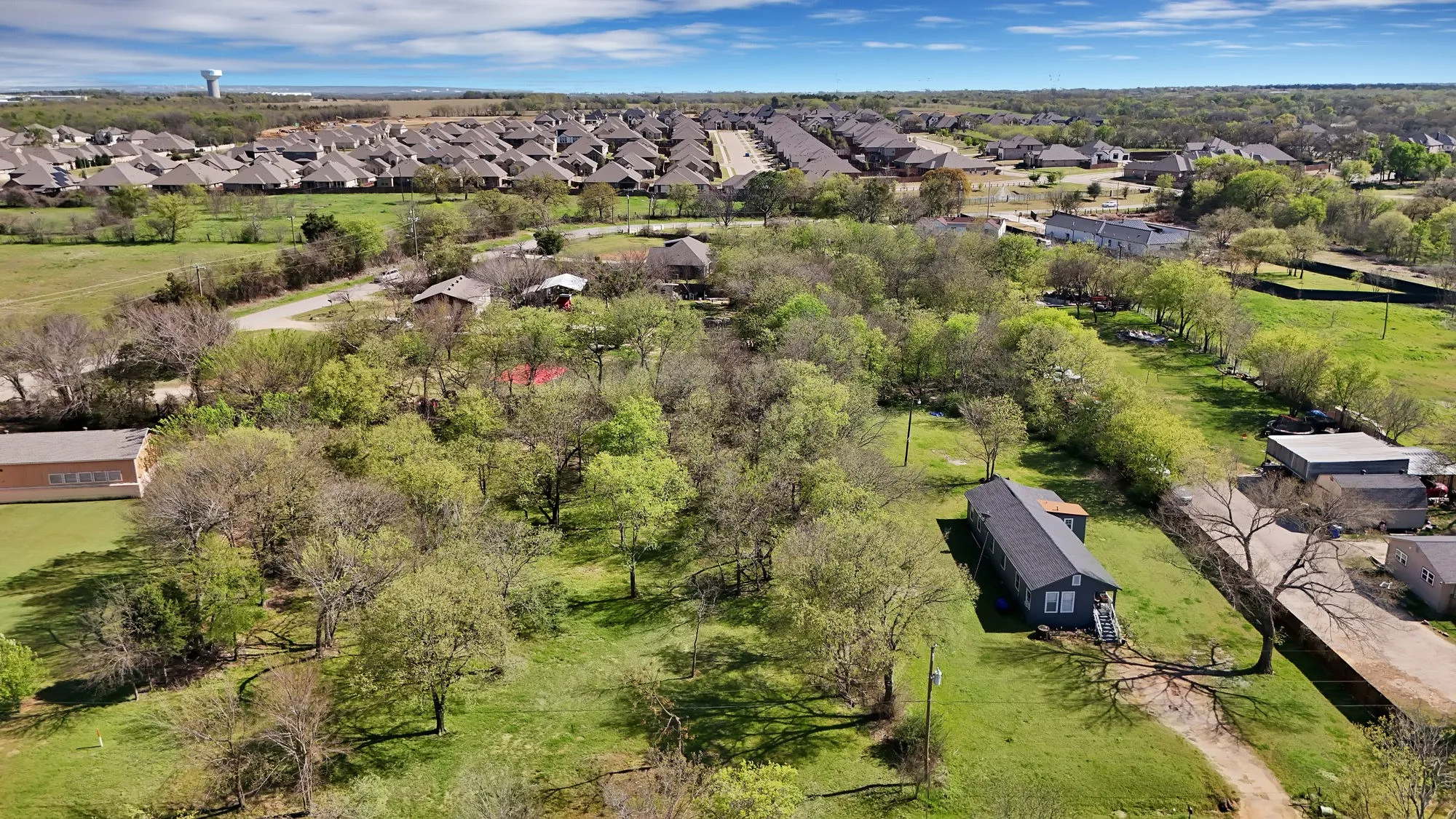 Aerial perspective of suburban area