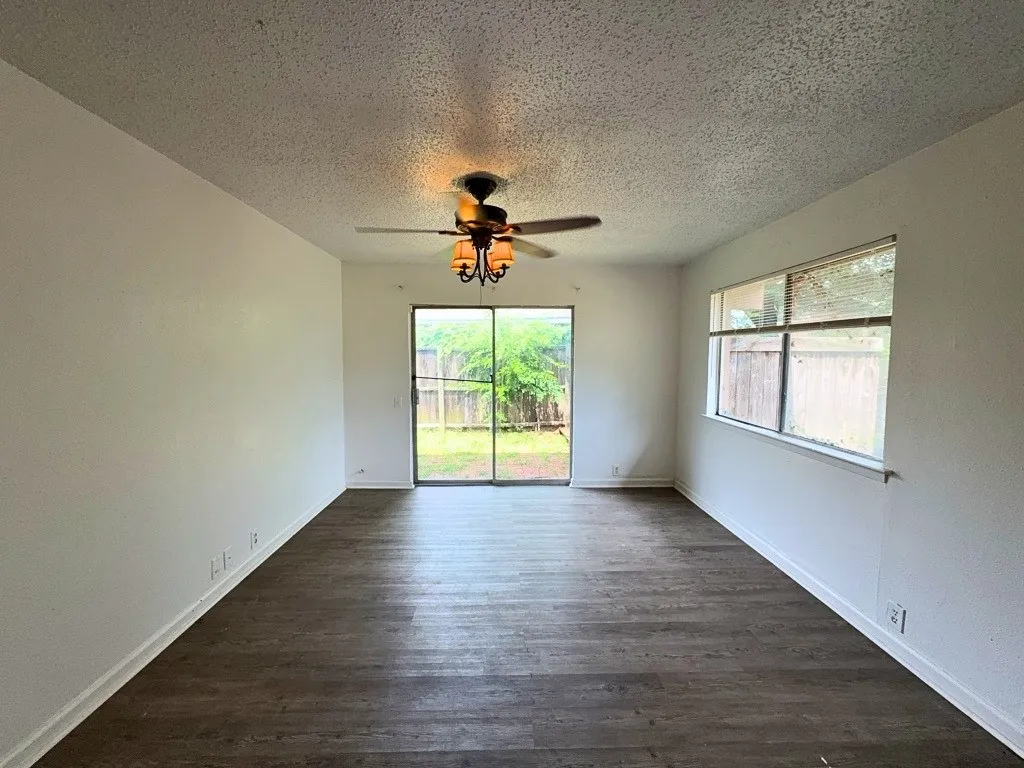 Living room with sliding door to yard