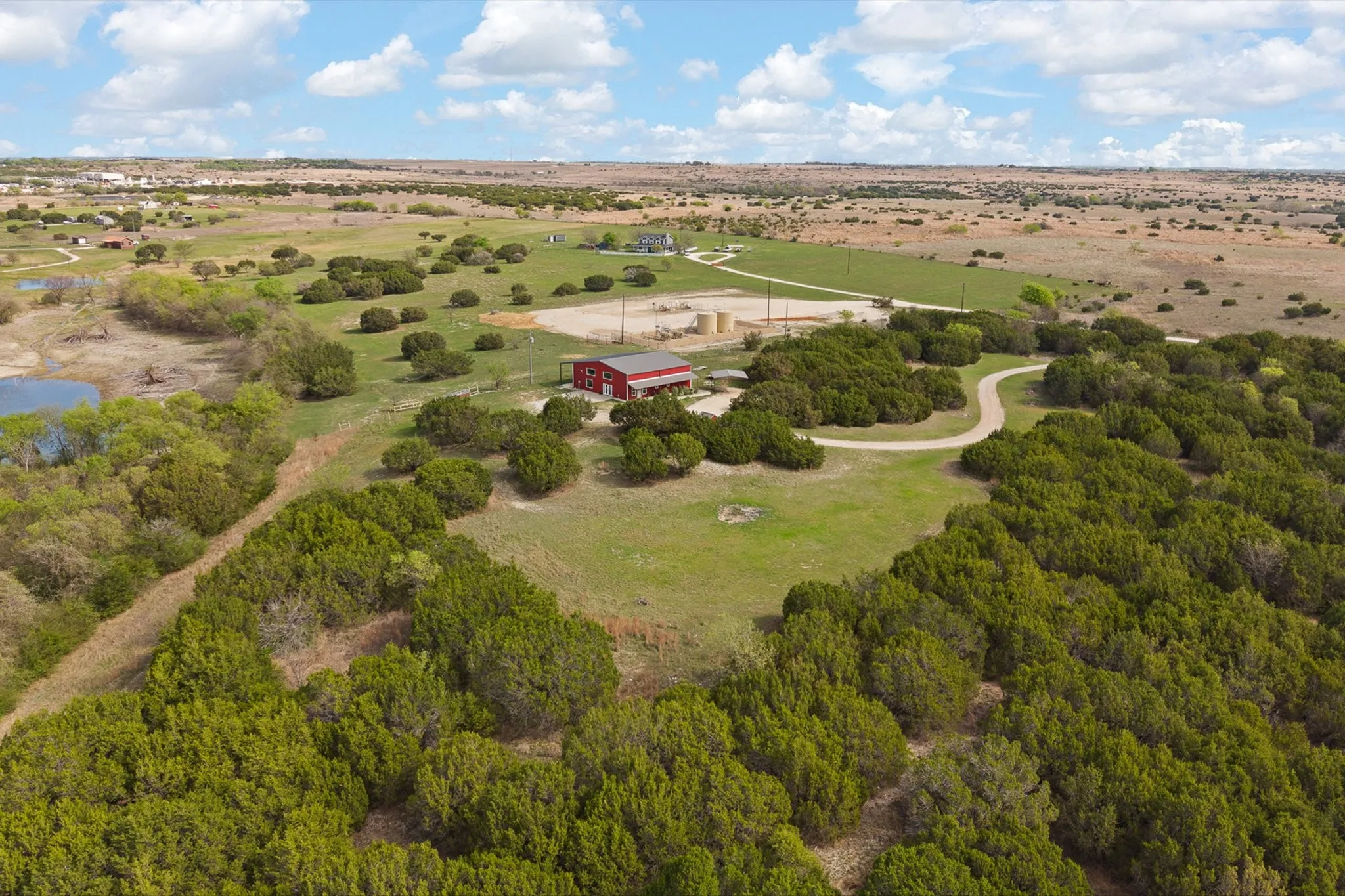 Aerial view of sparsely populated area