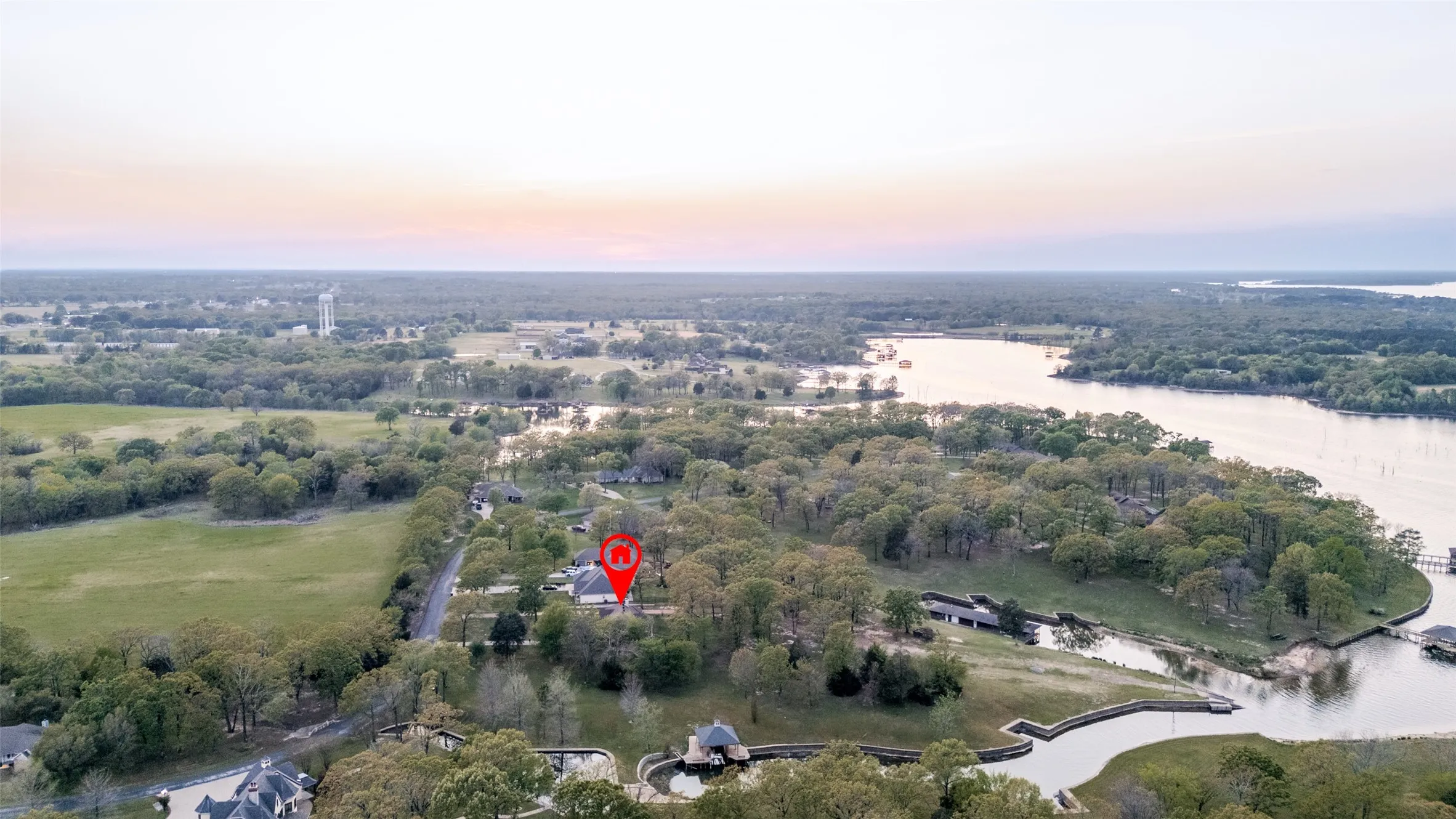Aerial view of a large body of water