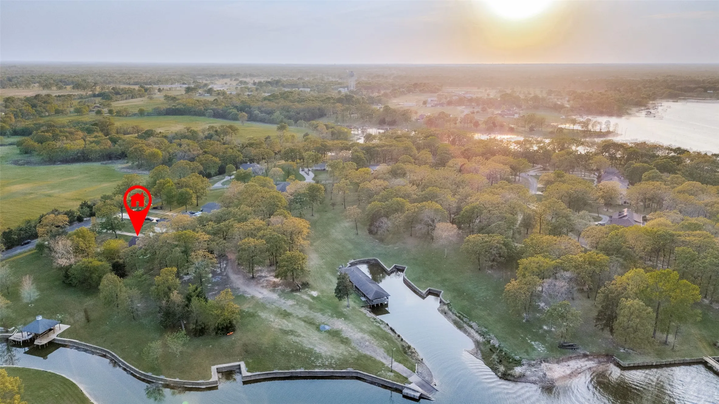 Bird's eye view of a large body of water