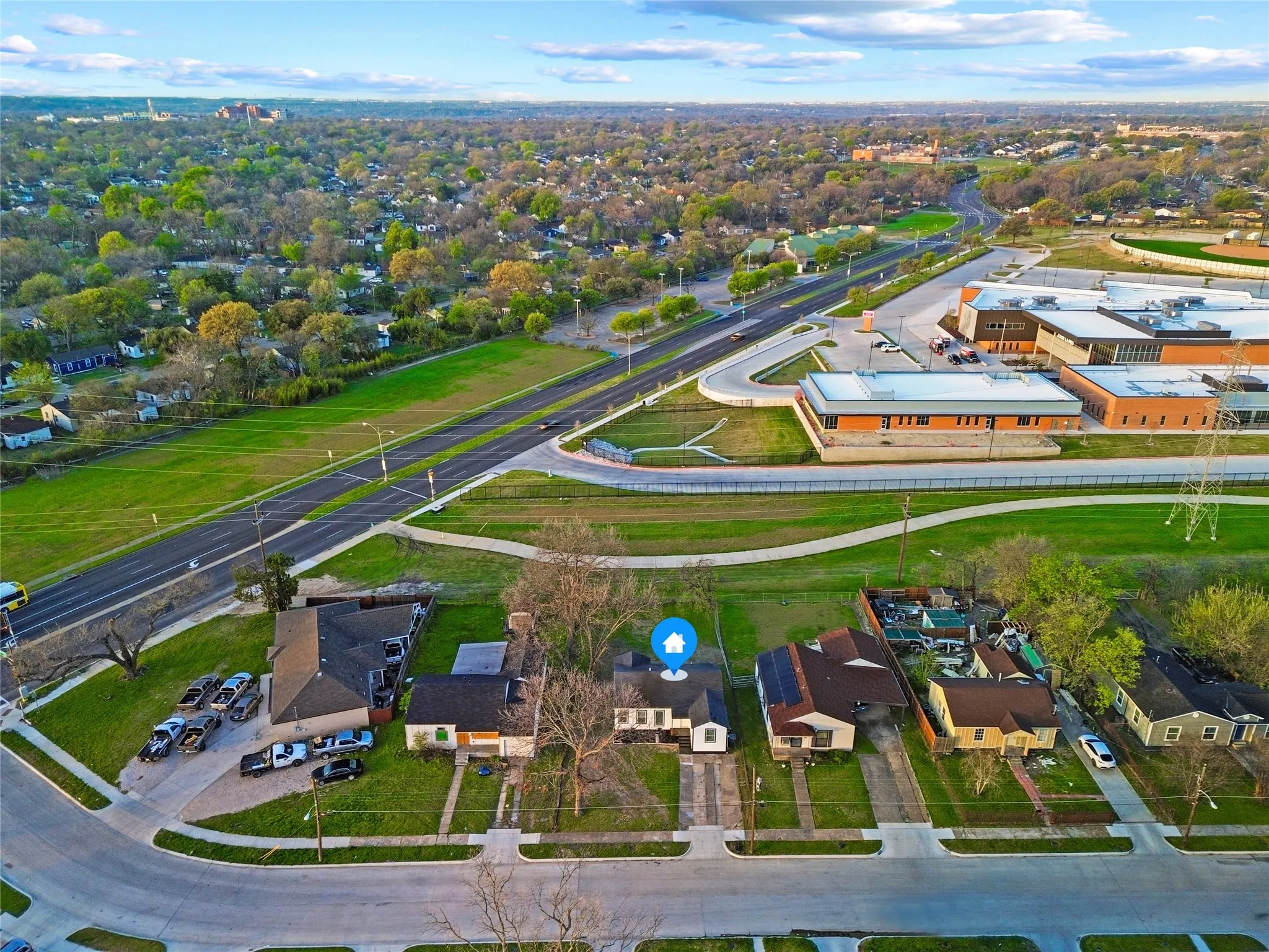 Aerial view of residential area