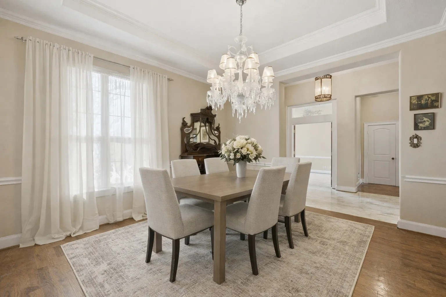 Formal dining room-furniture removed digitally for marketing purpose/virtually staged