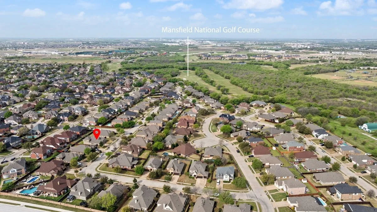 Aerial perspective of suburban area