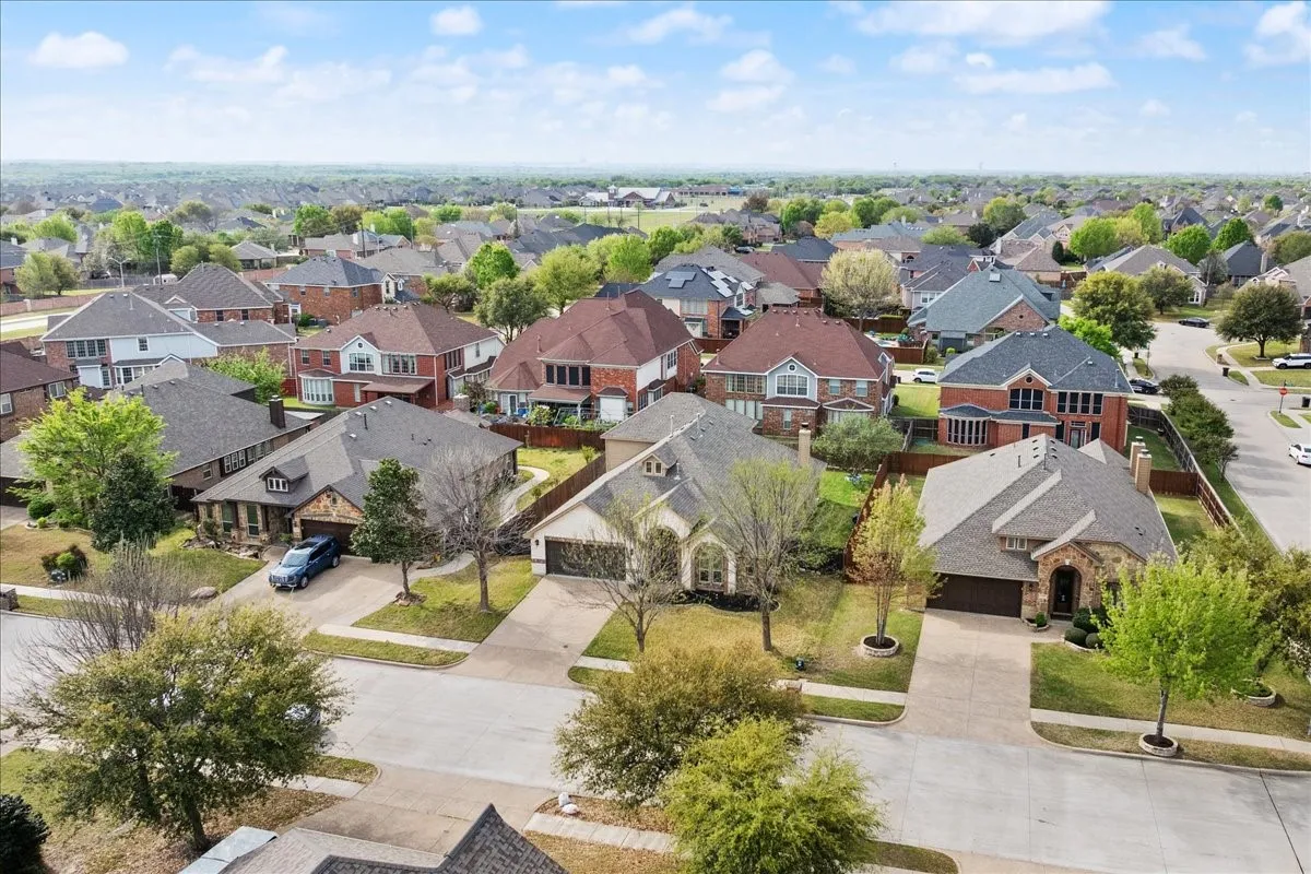 Aerial perspective of suburban area