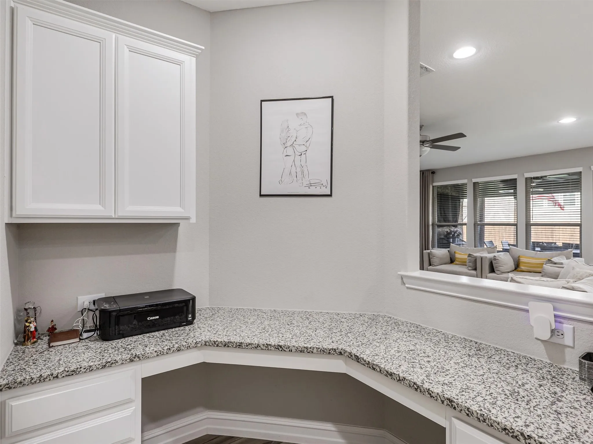 Nook Overlooking Living and Kitchen. Ideal for Small Office Space, Homework Area or Additional Serving Space for Those Large Gatherings.