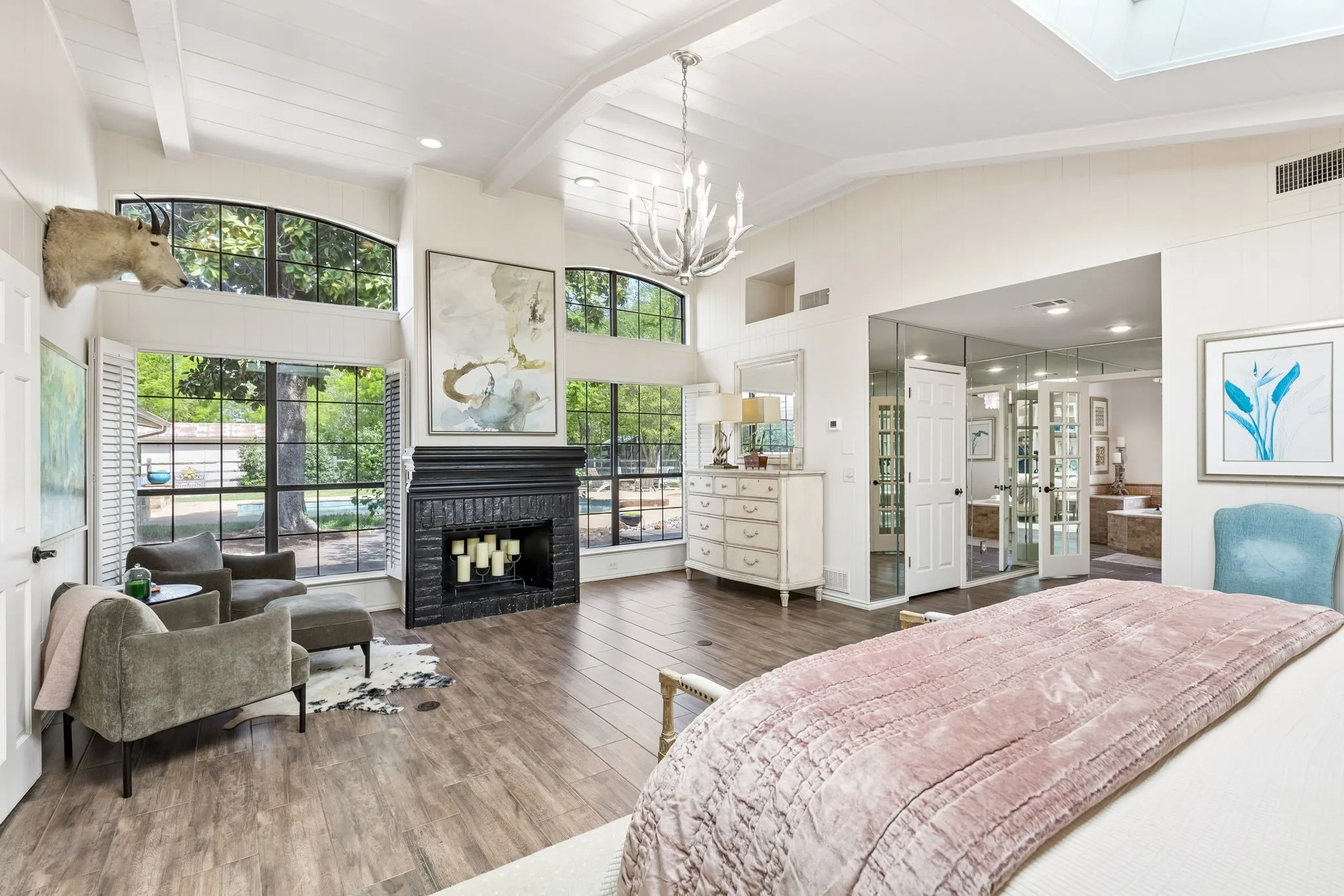 Fireplace and reading nook complete the cozyness of the grand Master suite
