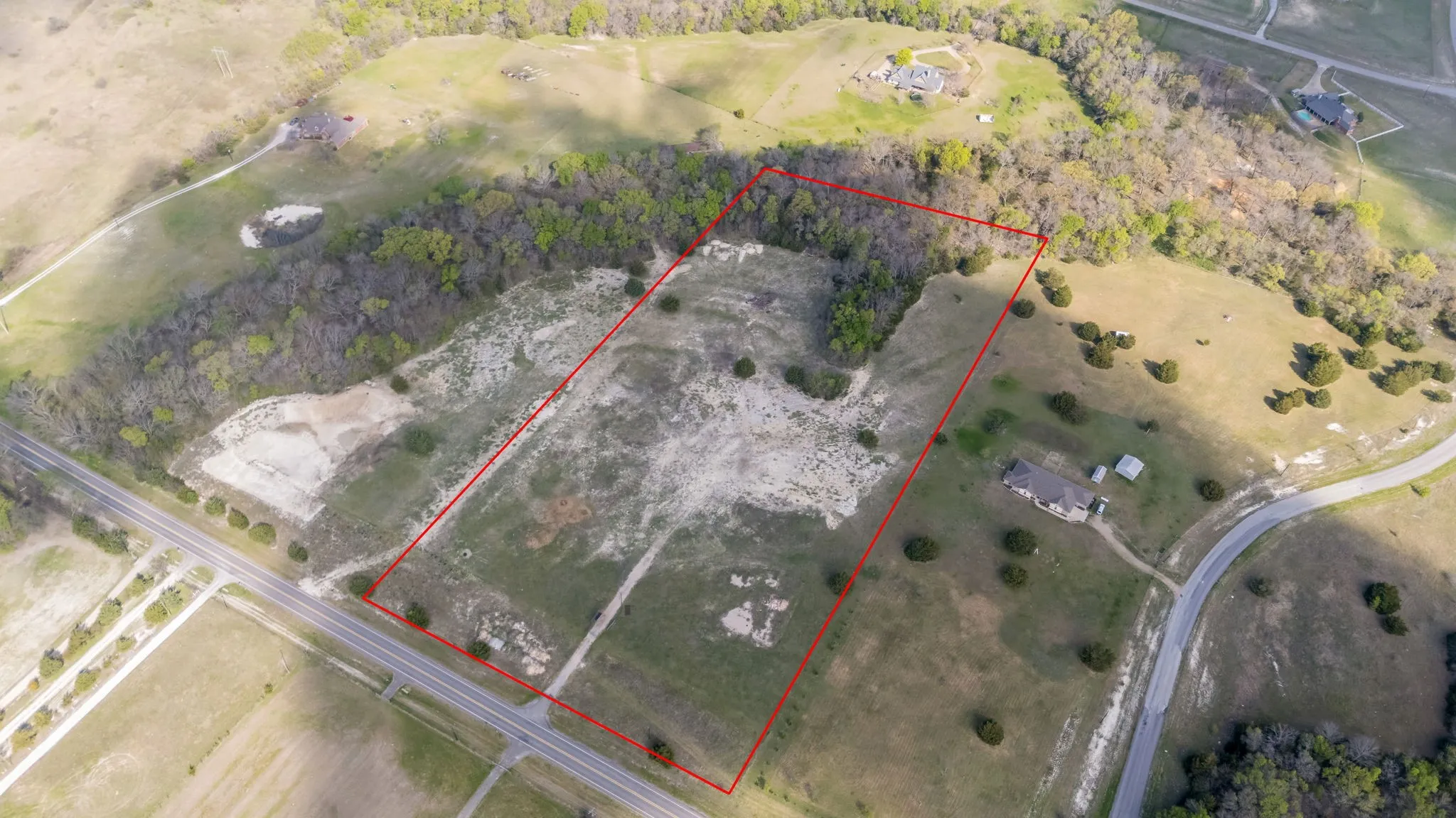 Aerial view of 11 acre lot.