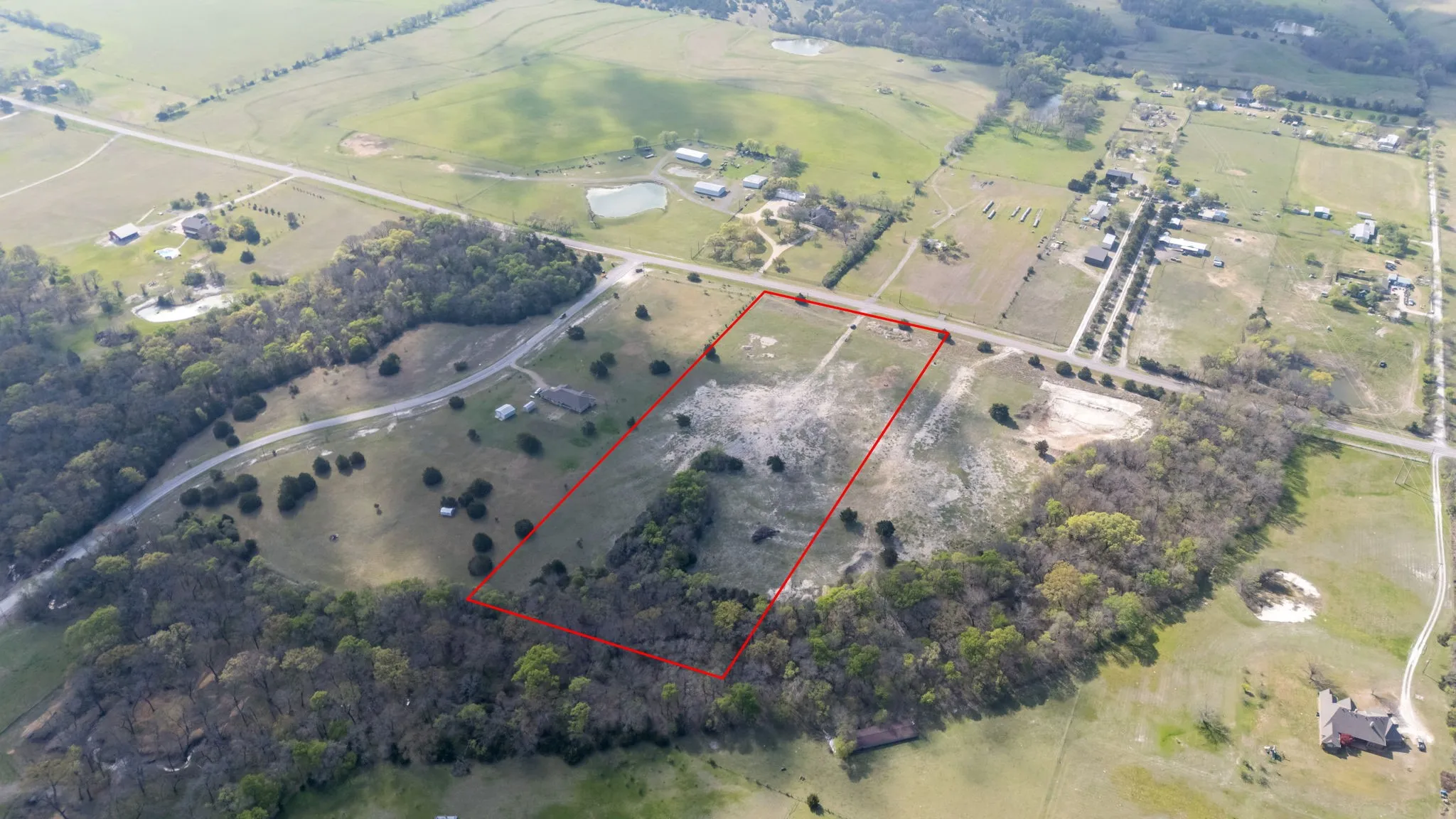 Aerial view of 11 acre lot.