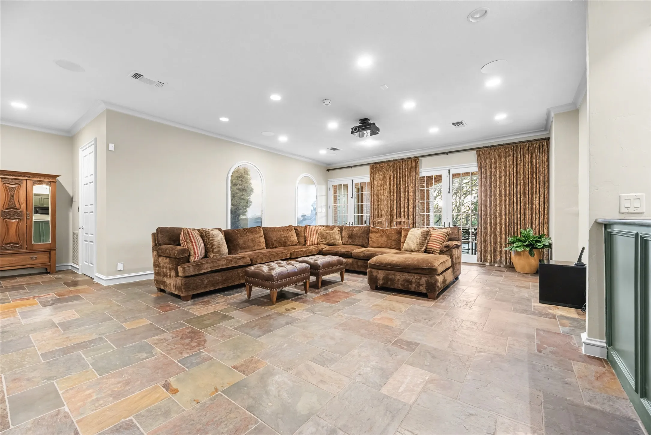 Lower level living area with refrigerated wine cellar