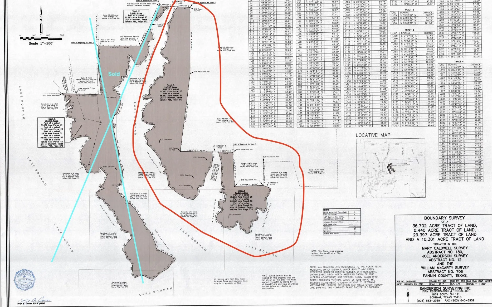 Tracts 3 & 4 circled in red