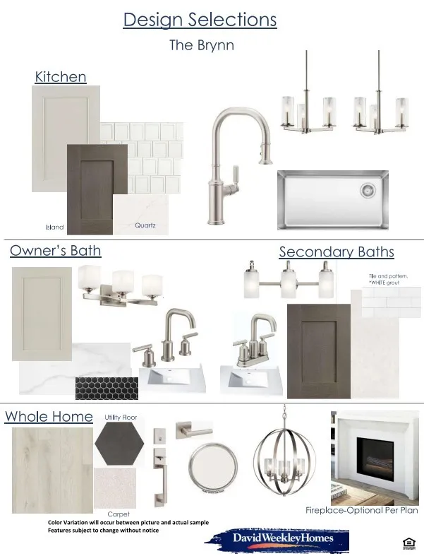 Design Selections. Outlining specified materials and finishes for the property