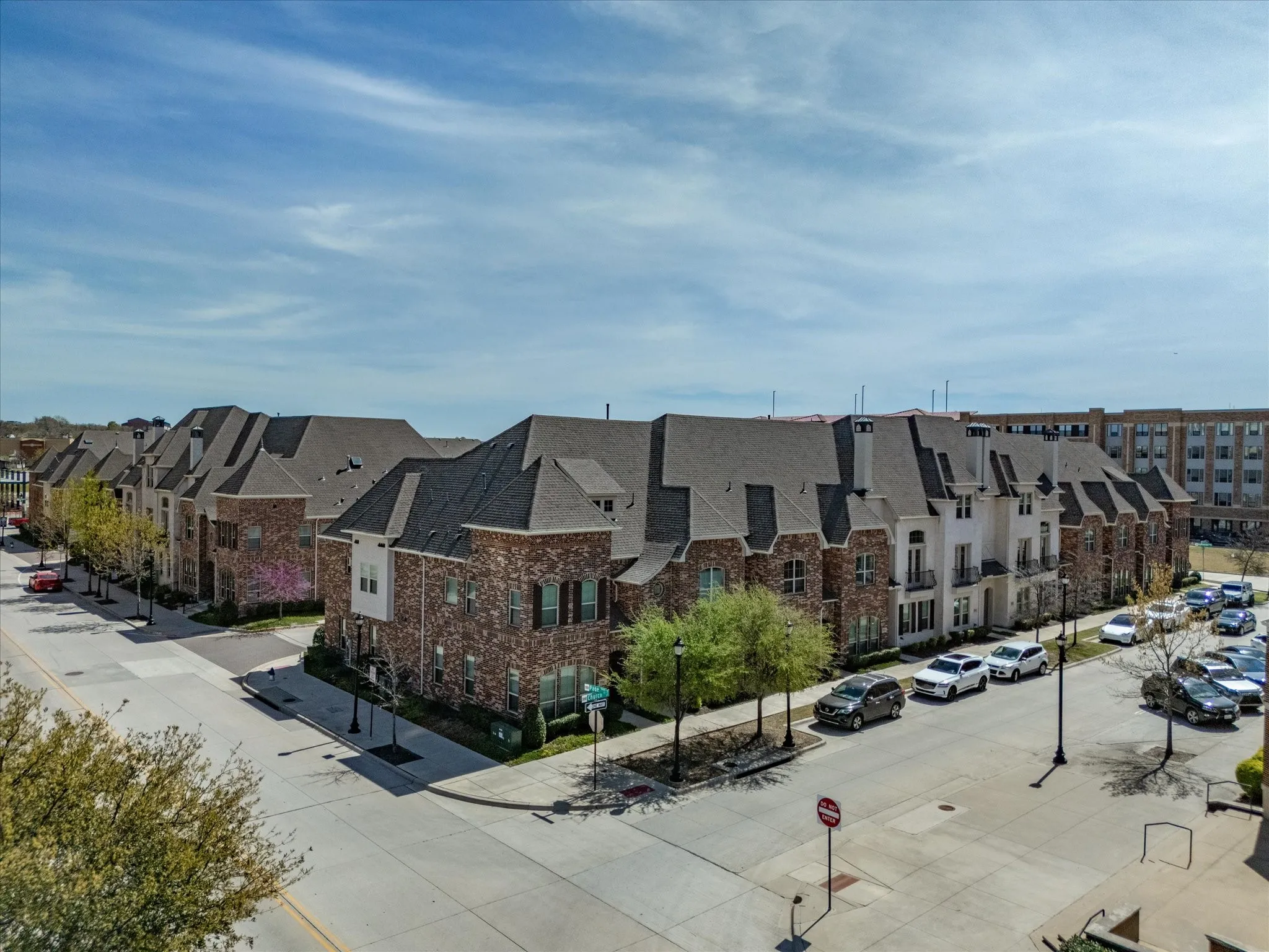 Aerial perspective of suburban area