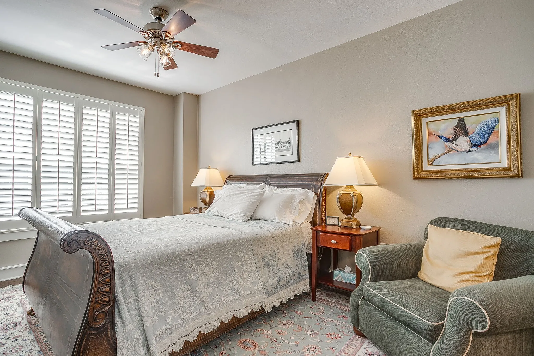 Bedroom with a ceiling fan