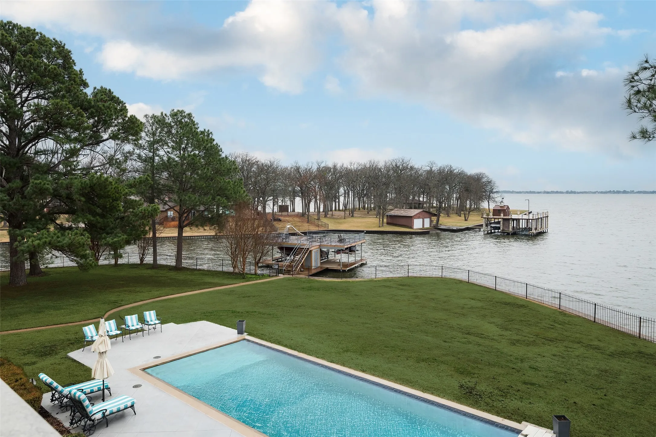 View from pool to dock