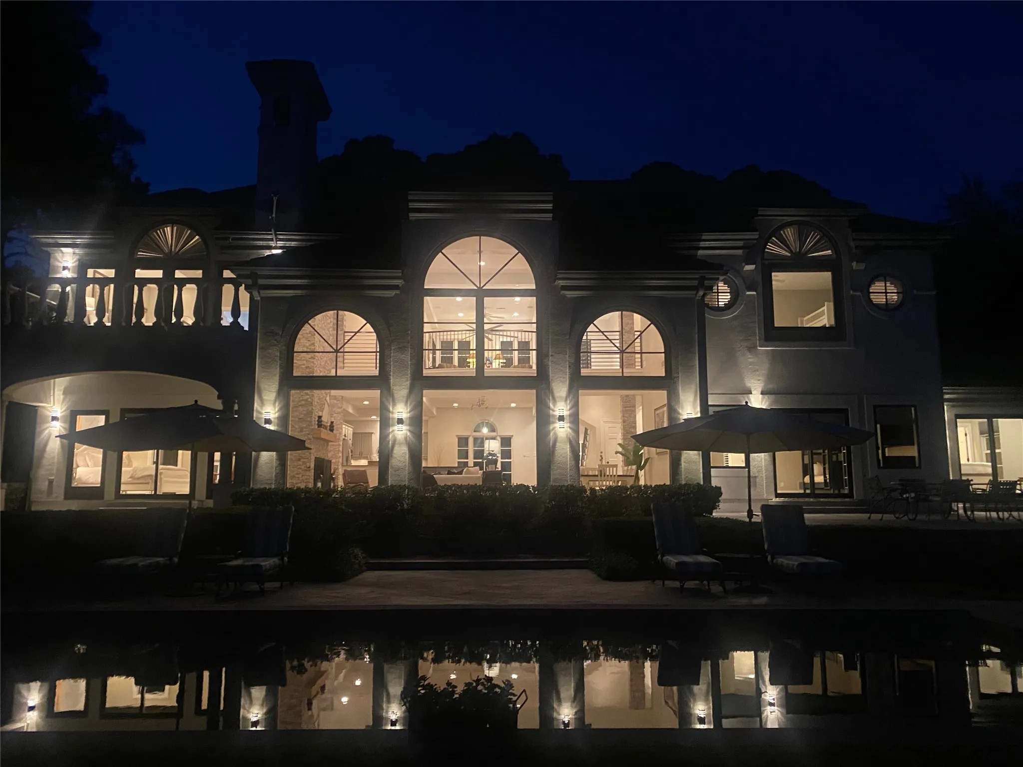Lakeside view at night