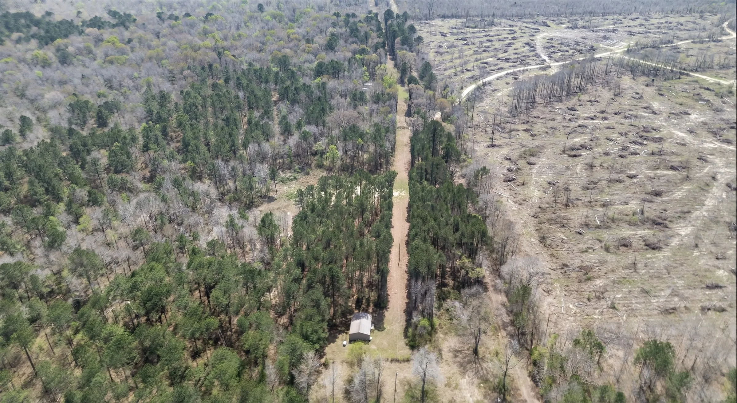 Aerial view of sparsely populated area