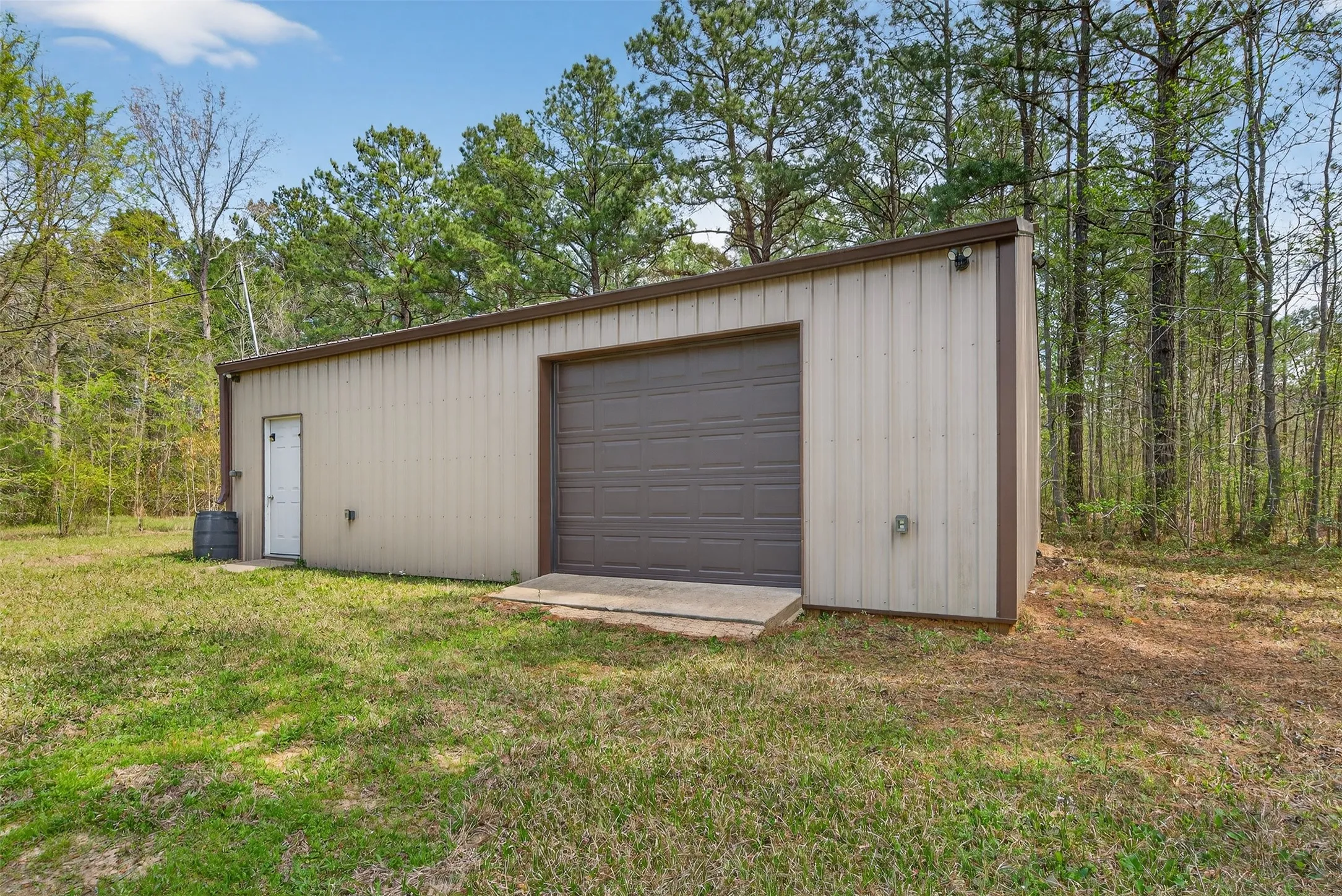 View of detached garage