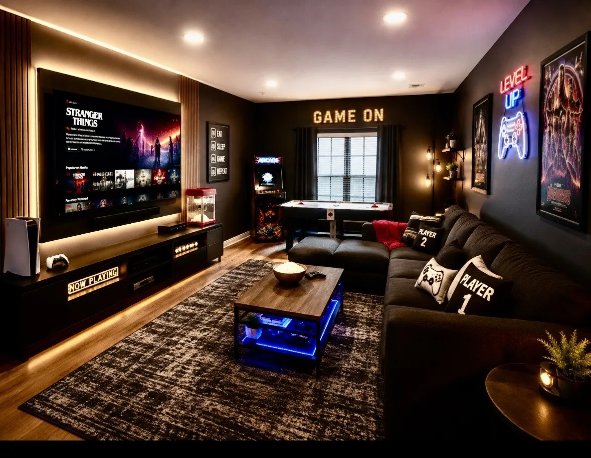 Flex room / virtual staged as media room