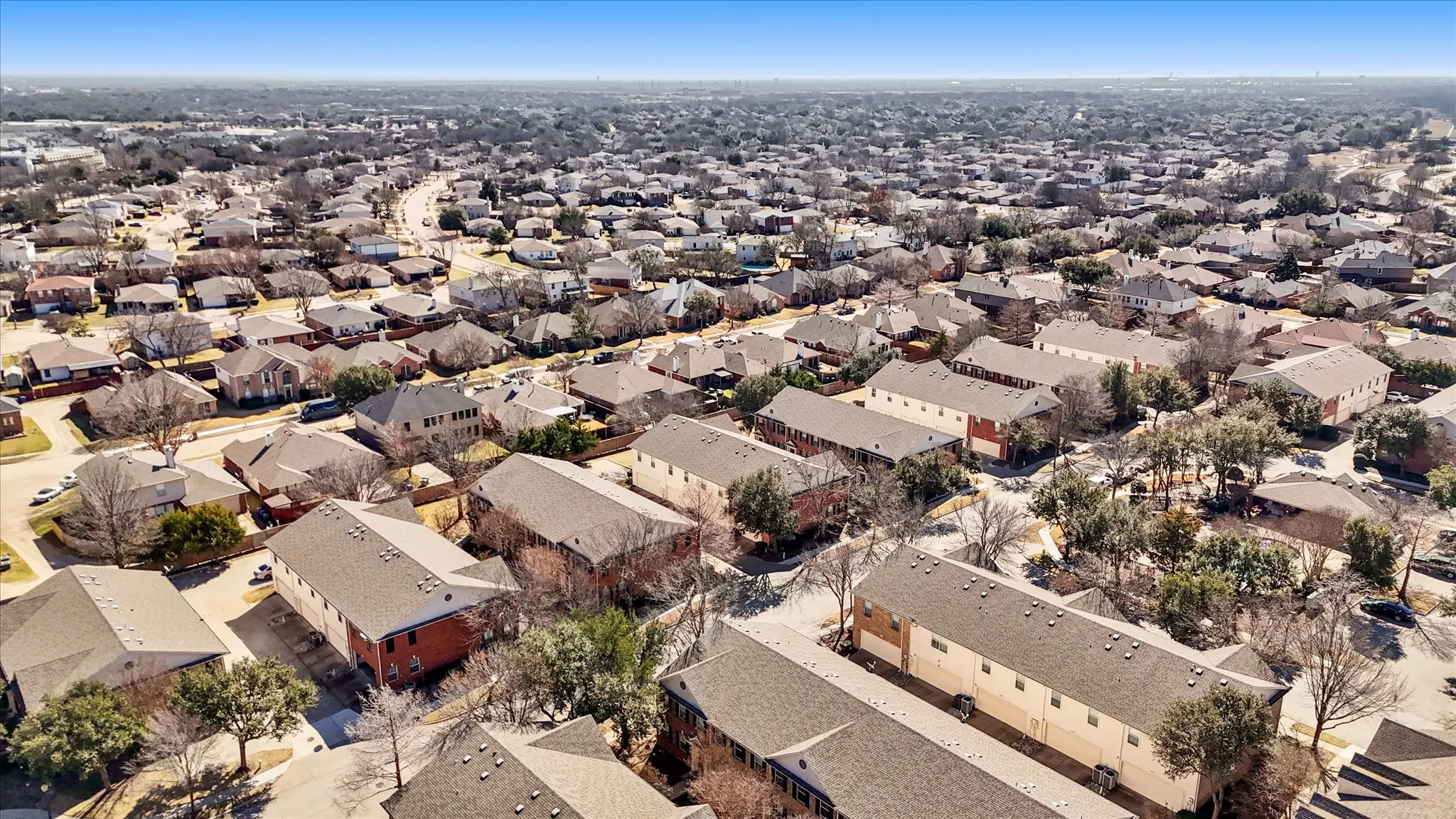 Aerial perspective of suburban area