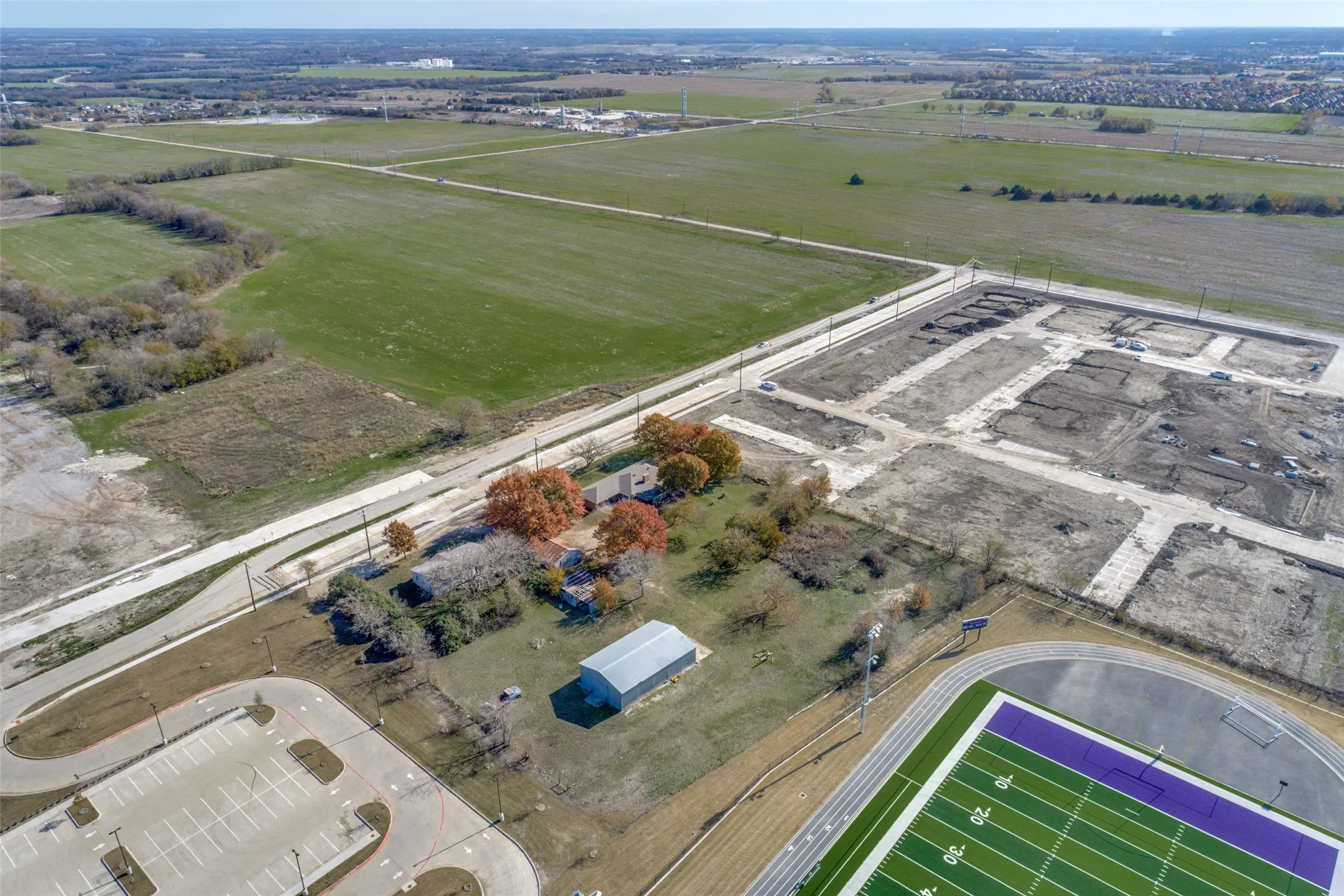 October 2023 - Facing Southeast. Leanord (aka 422) is now 4 lanes open to the Outer Loop (through field shown). Development across the street is also underway.