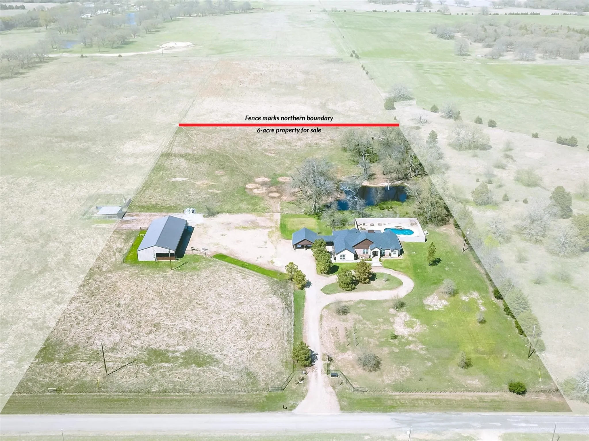 Custom 2004 stone-and-cedar home on 6 acres.