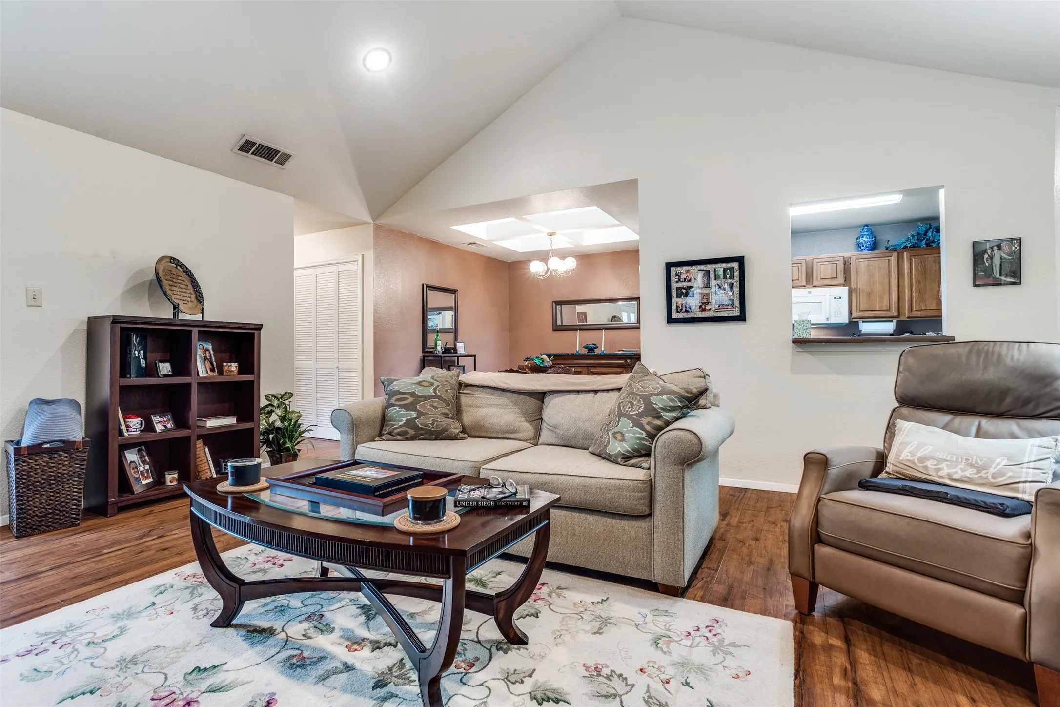 Large living room.  leads to dining room.