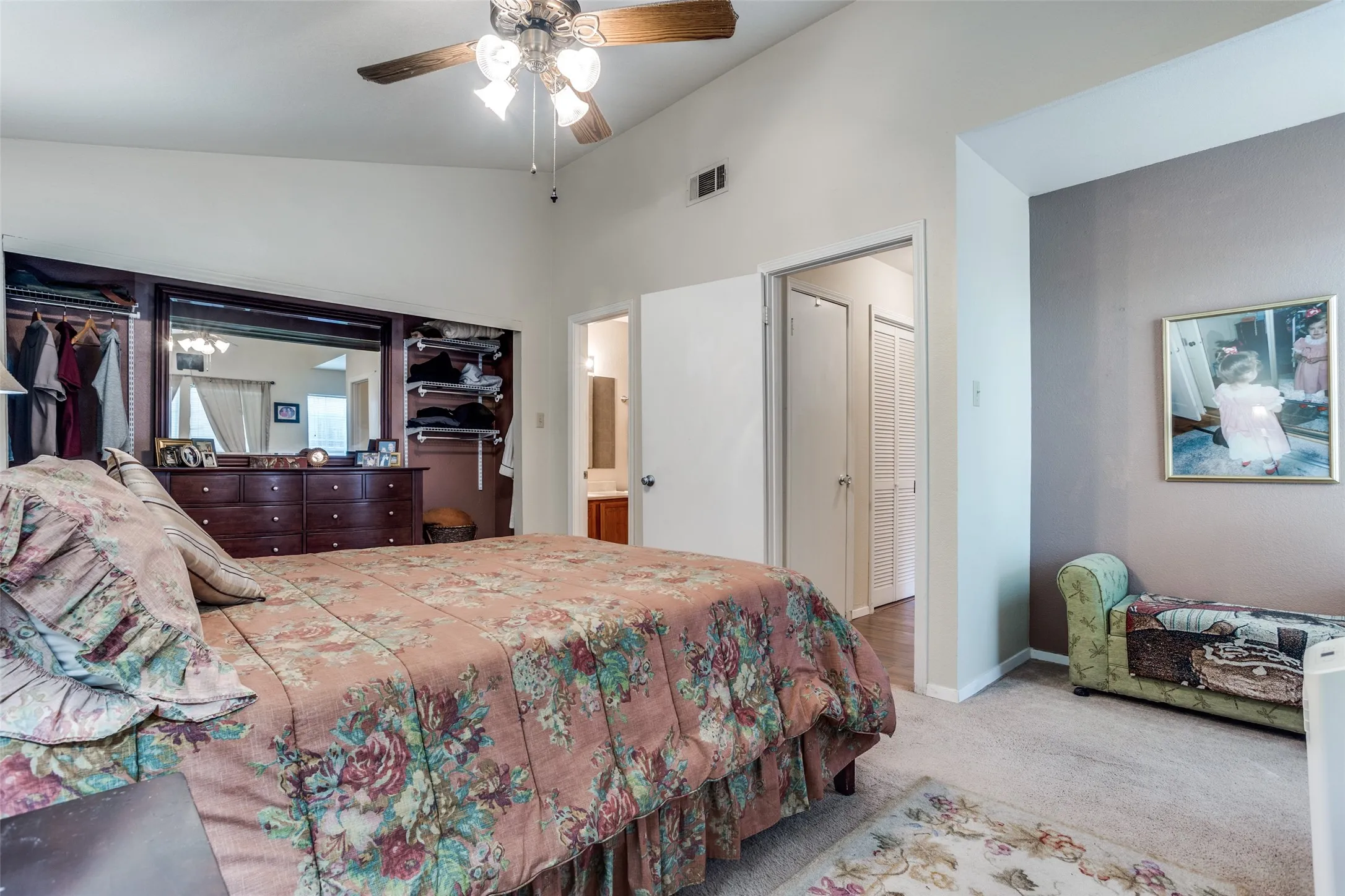 Owner has the doors off the closet.  The doors are stored in the garage.