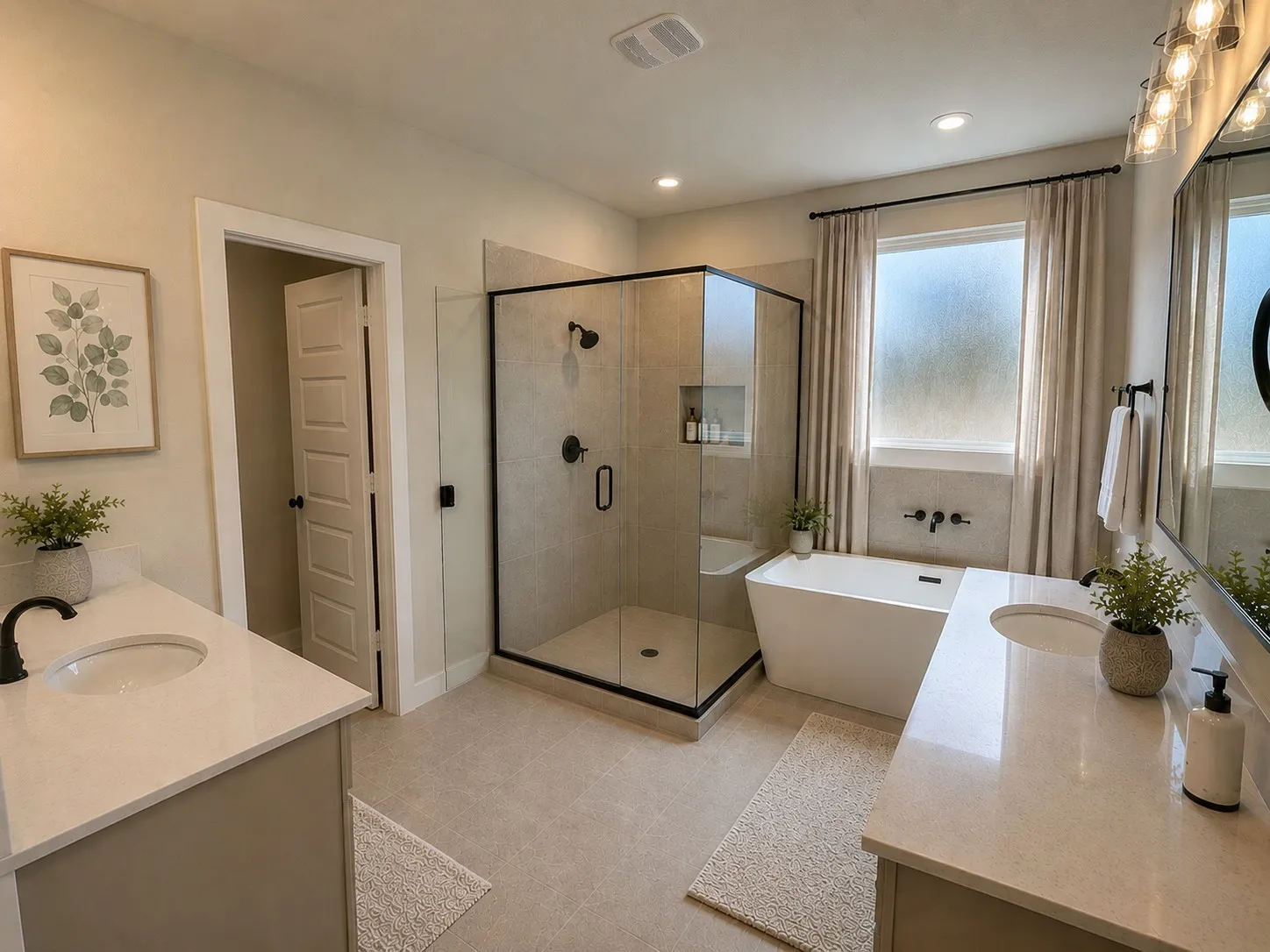 Virtually staged contemporary bathroom