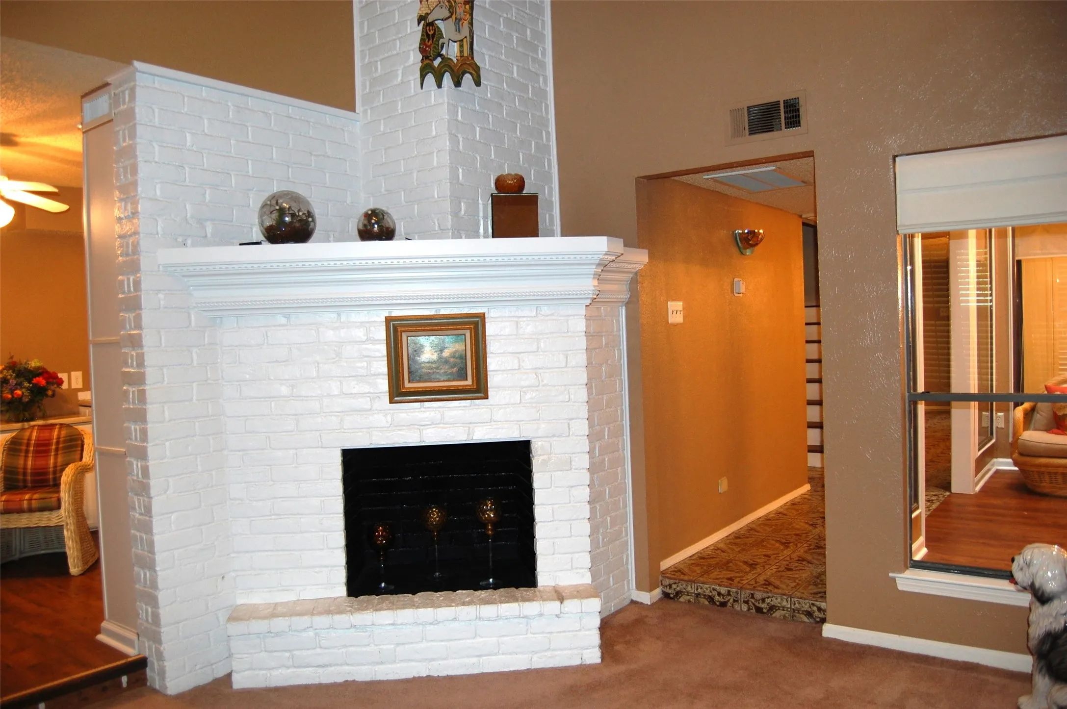 High Rise Decorative Wood Burning Fireplace in Living Room