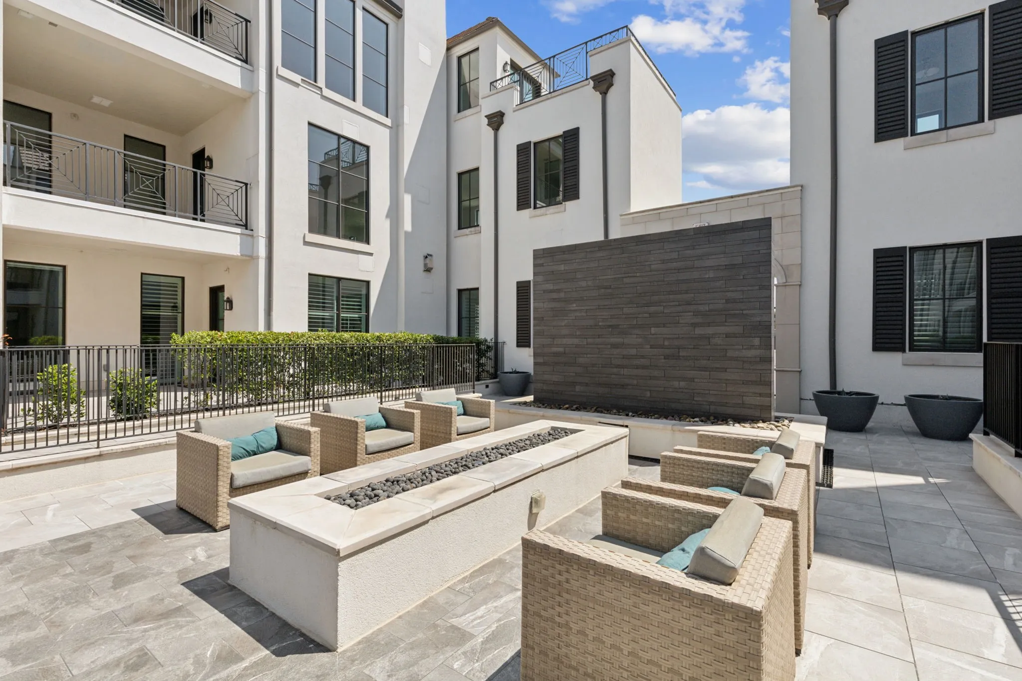 Community fire pit and water feature