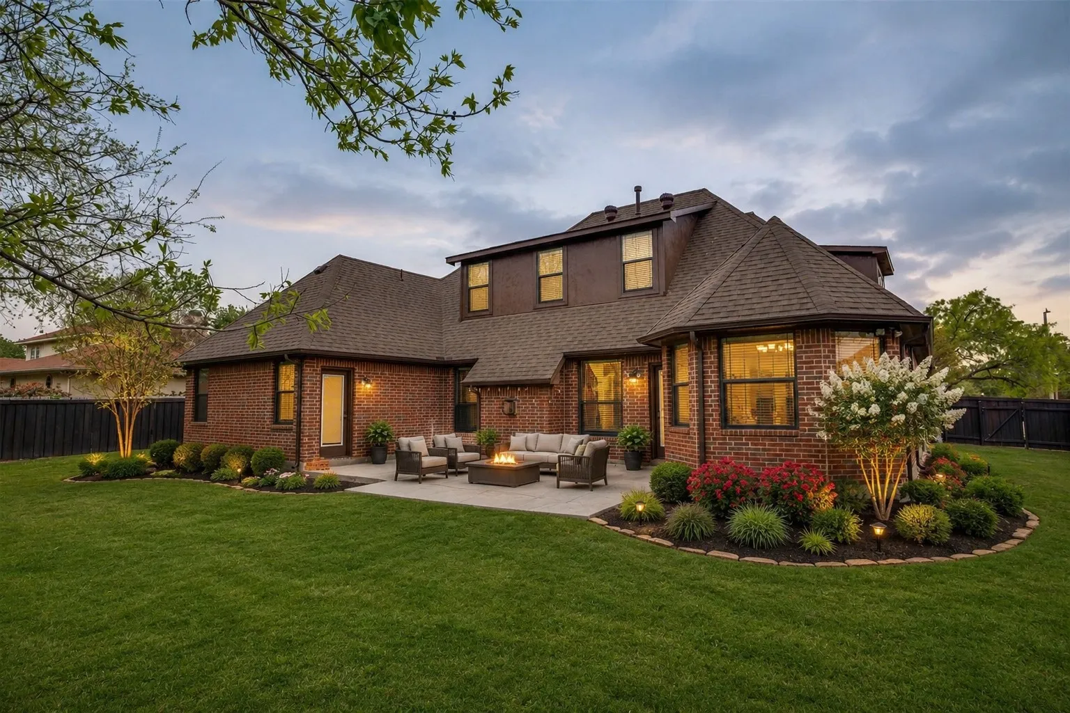 Virtually Staging exterior Patio with gabled and hip roofs