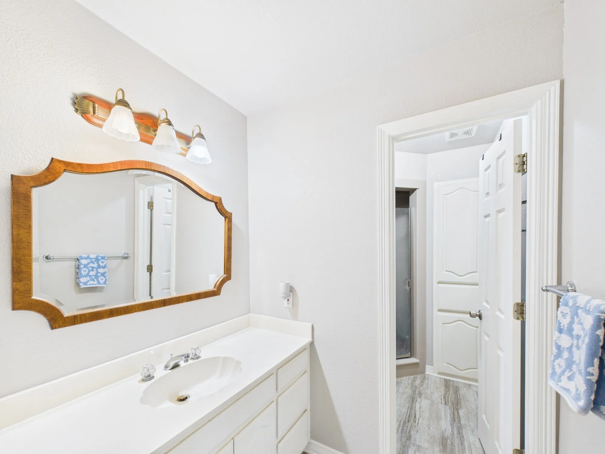 Hall bathroom downstairs with shower
