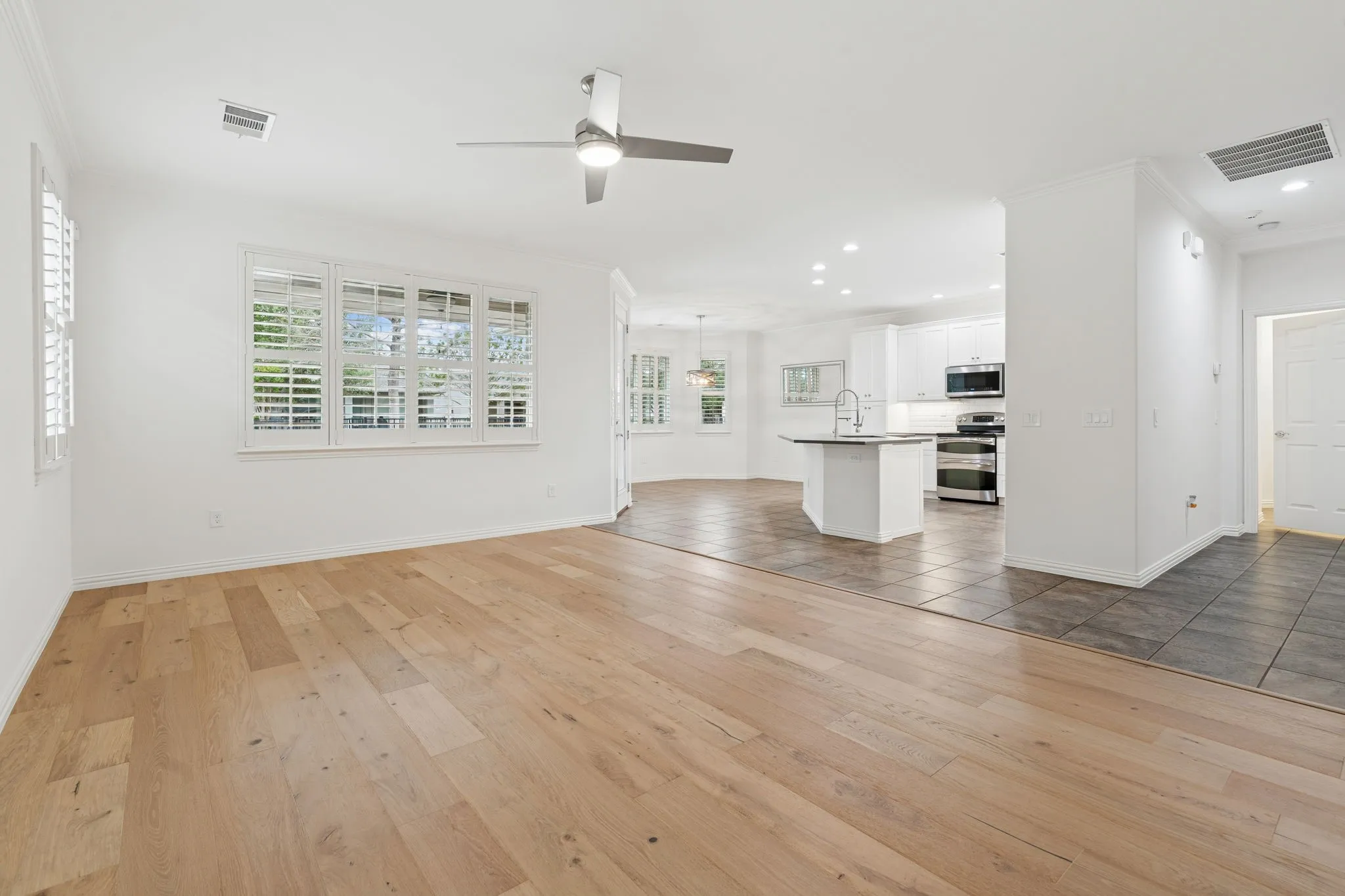 Living area open to kitchen