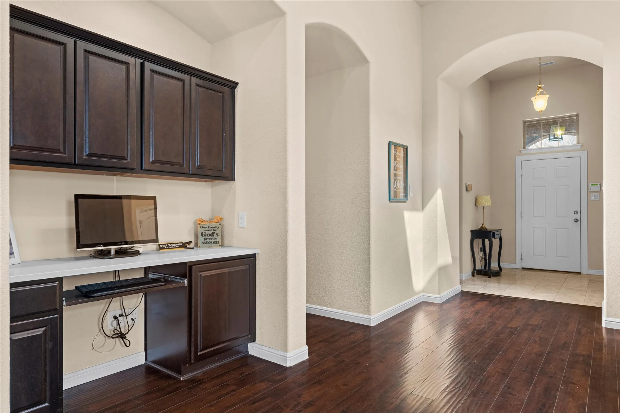 In addition to the study, enjoy this built in space perfect for homework or organizing home documents