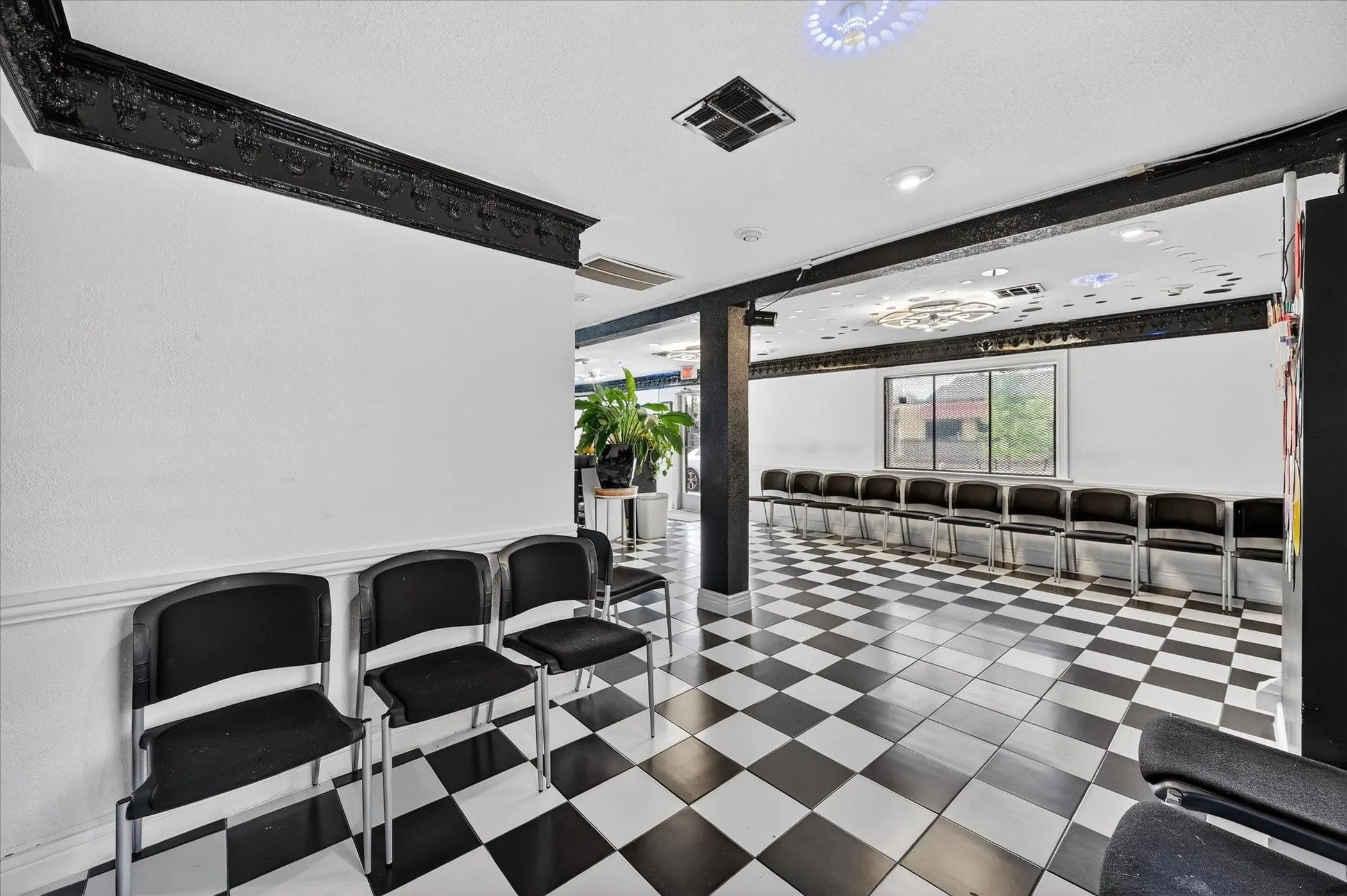 Waiting area with ample seating.