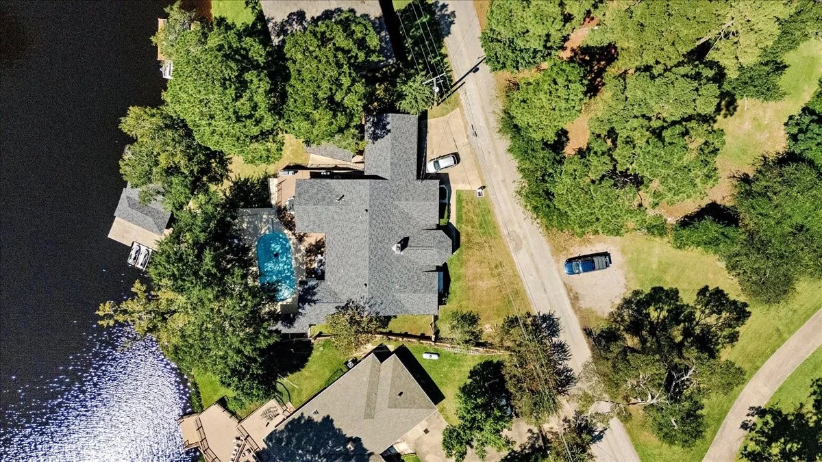 Drone / aerial view of a large body of water