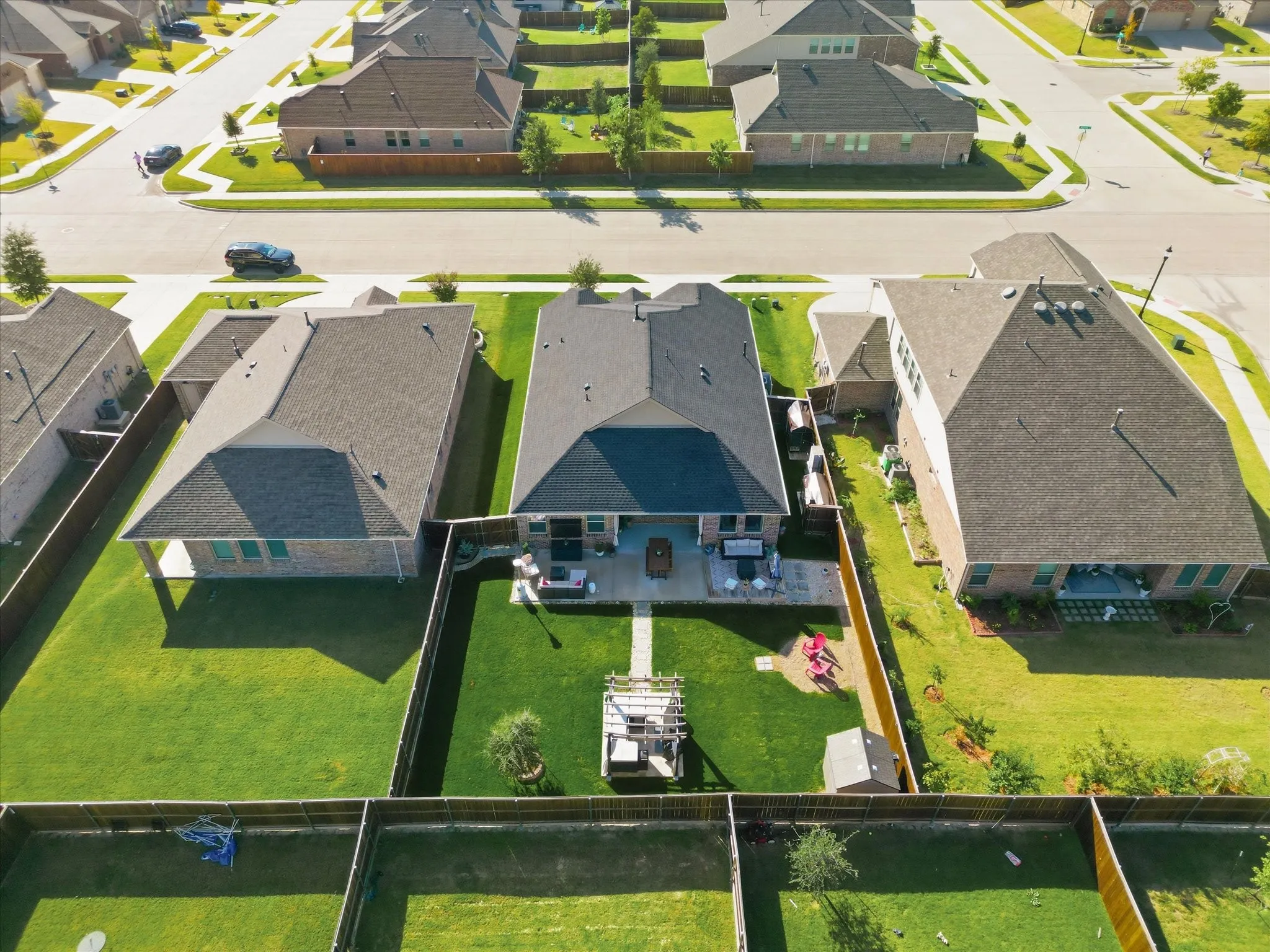 Aerial view of backyard