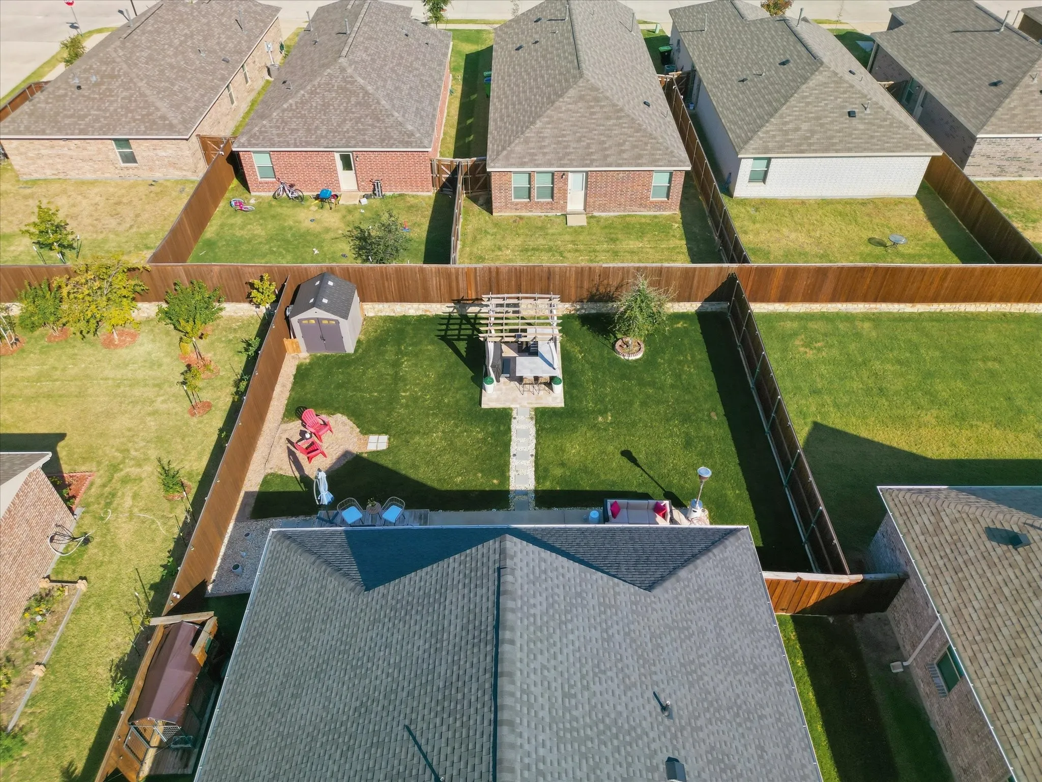 Aerial view of backyard