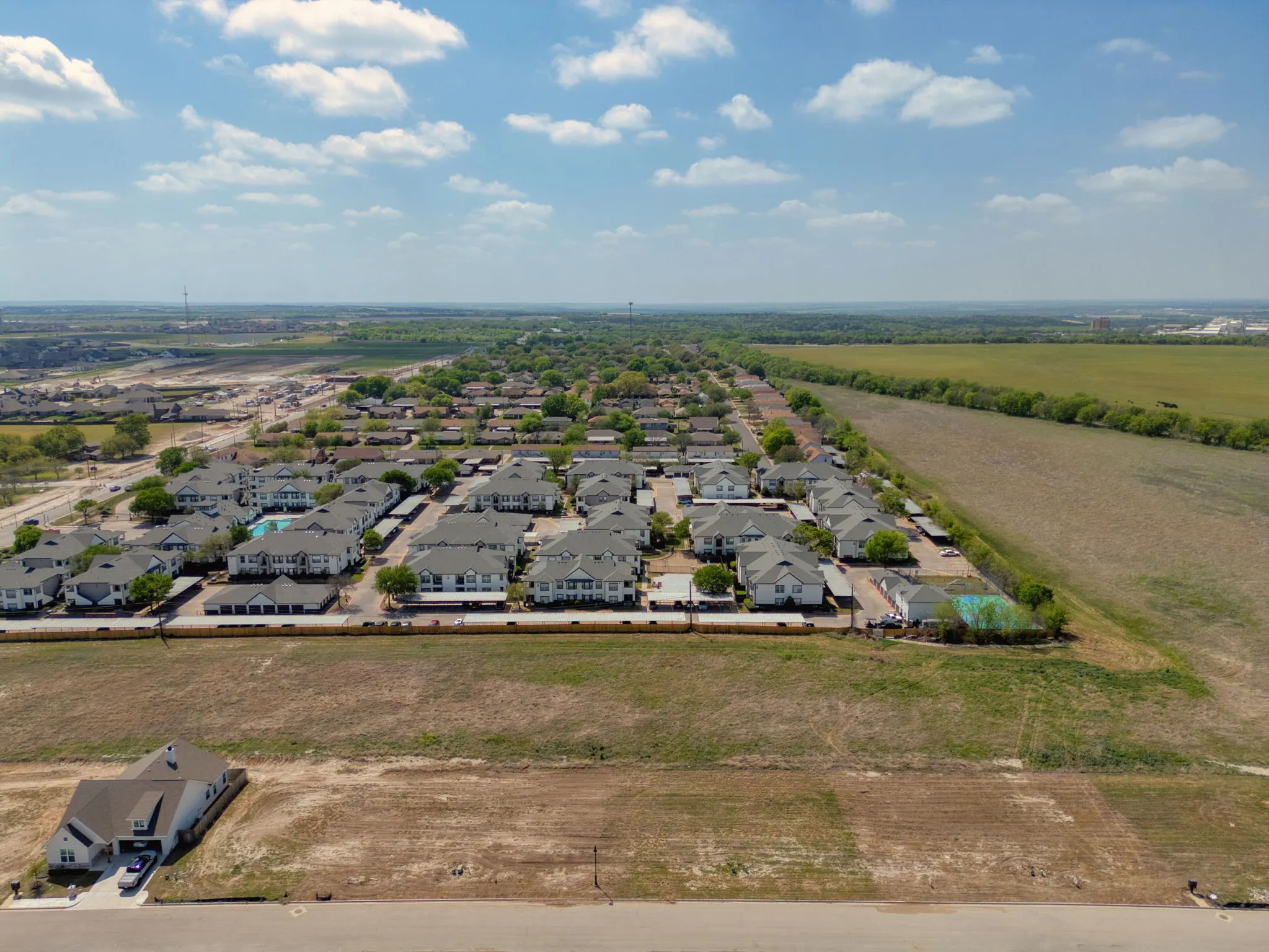 Aerial view of residential area
