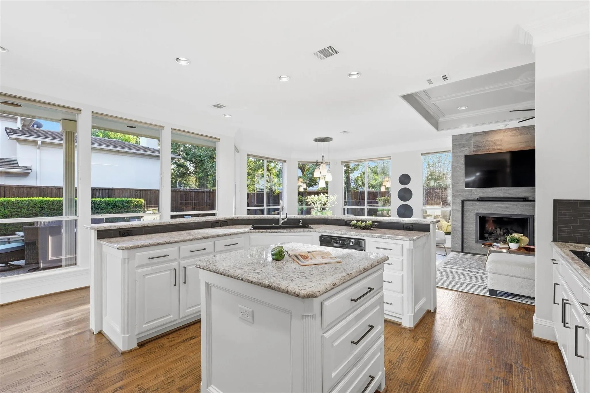 Oversized kitchen with gas stove, double ovens and open concept to living and casual dining. Perfect for entertaining or comfortably suiting your family.