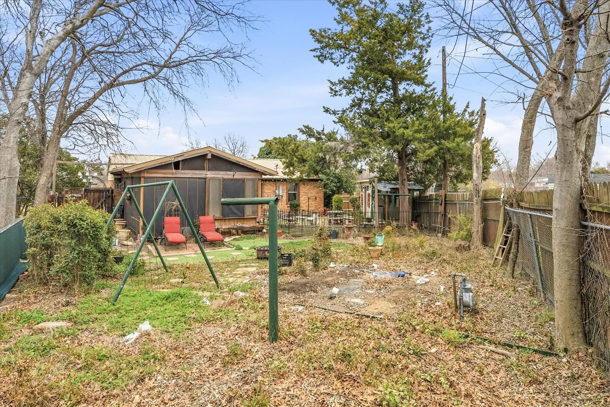 Large fenced backyard