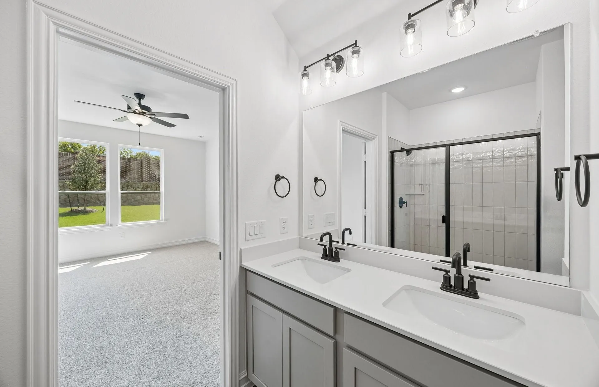 Private primary bath with double vanity
