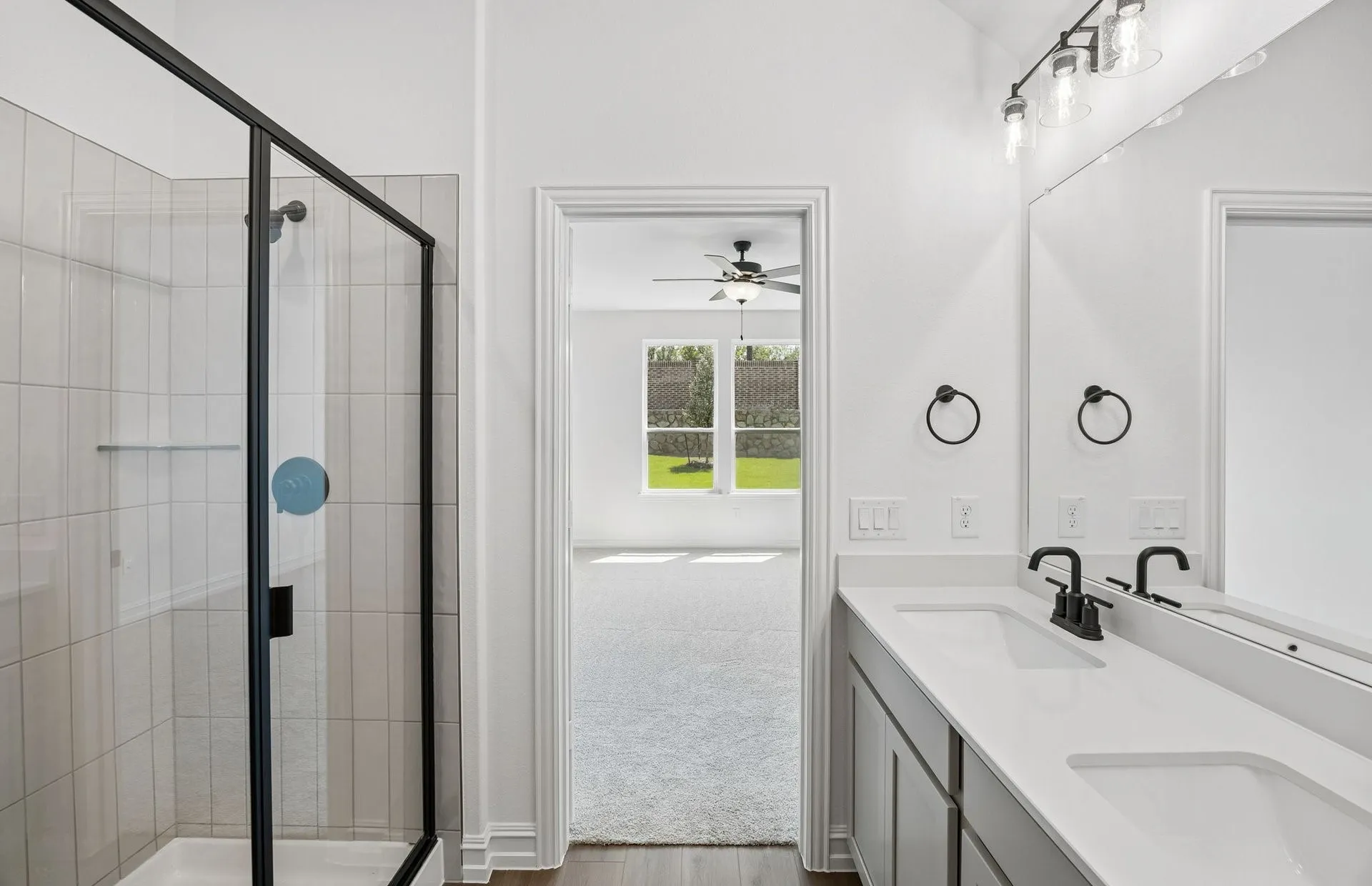 Primary bath with beautiful tile surrounded shower