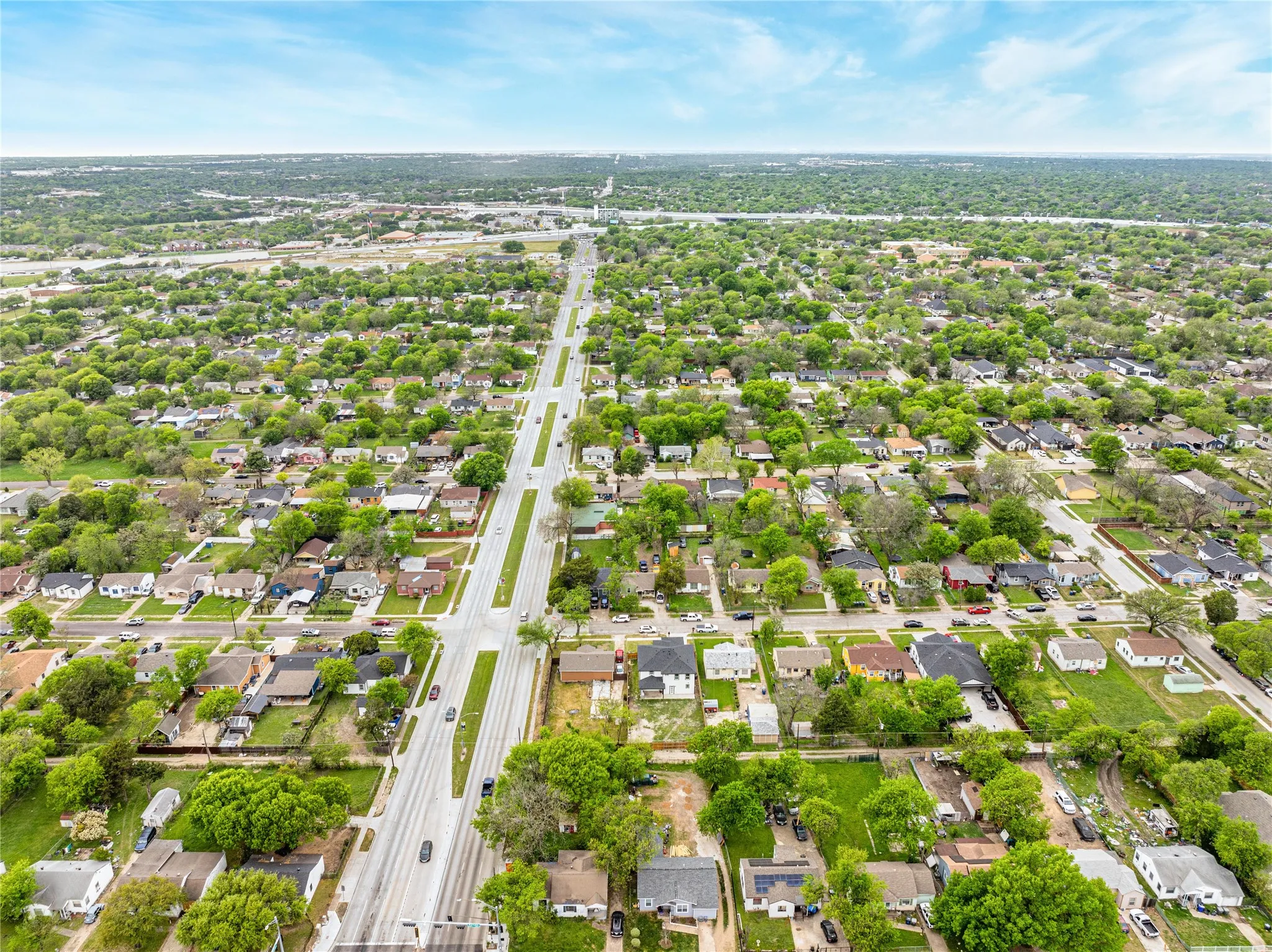 Aerial view of residential area