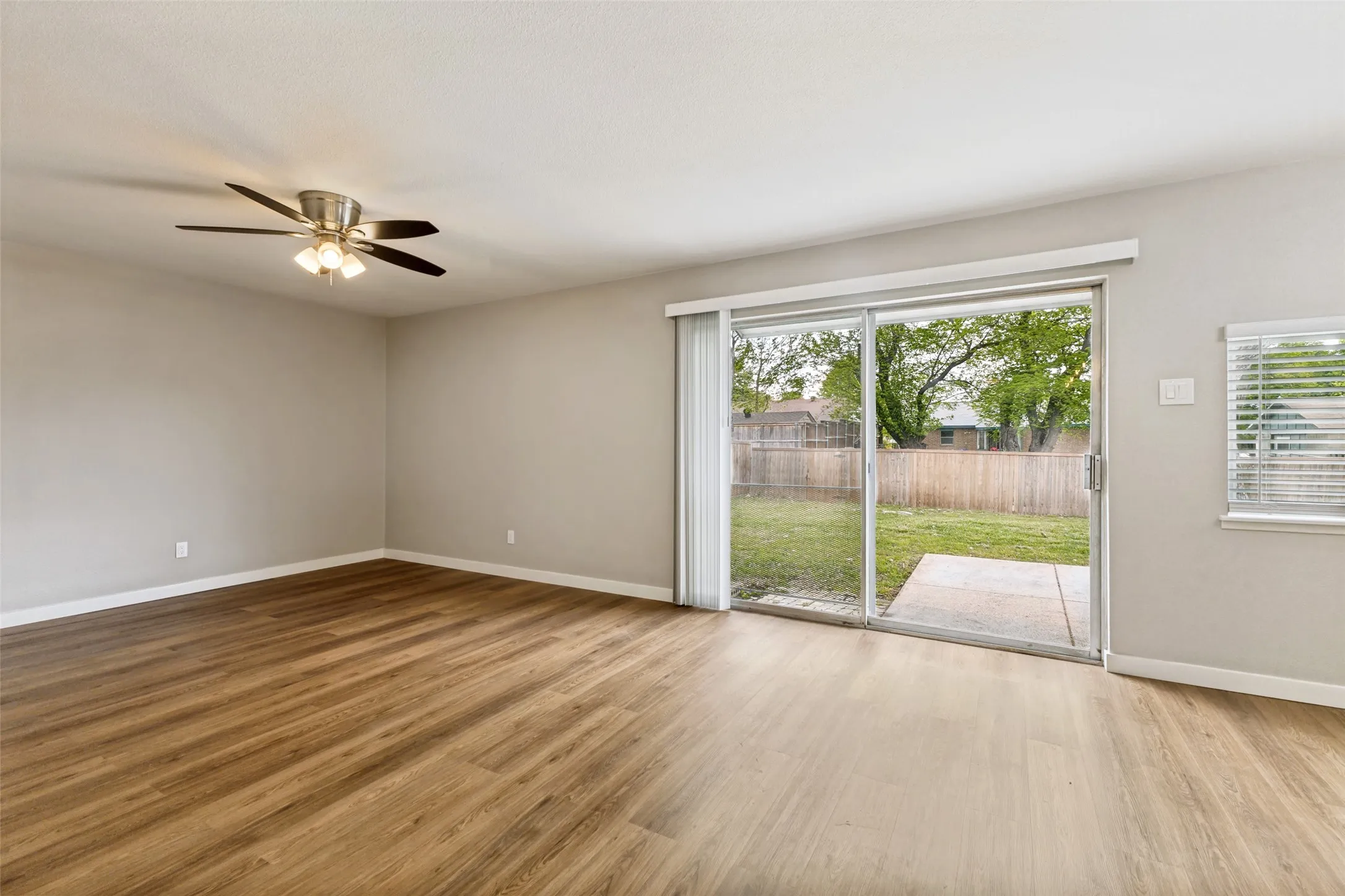 Nice floors, awesome view outside, and plenty of room for your big TV and cozy stuff.