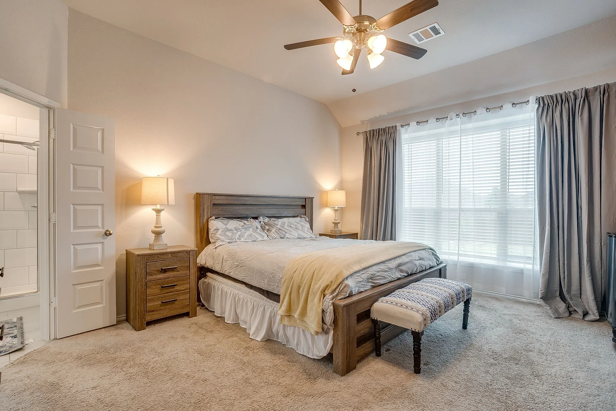 Ceiling fan in master suite.