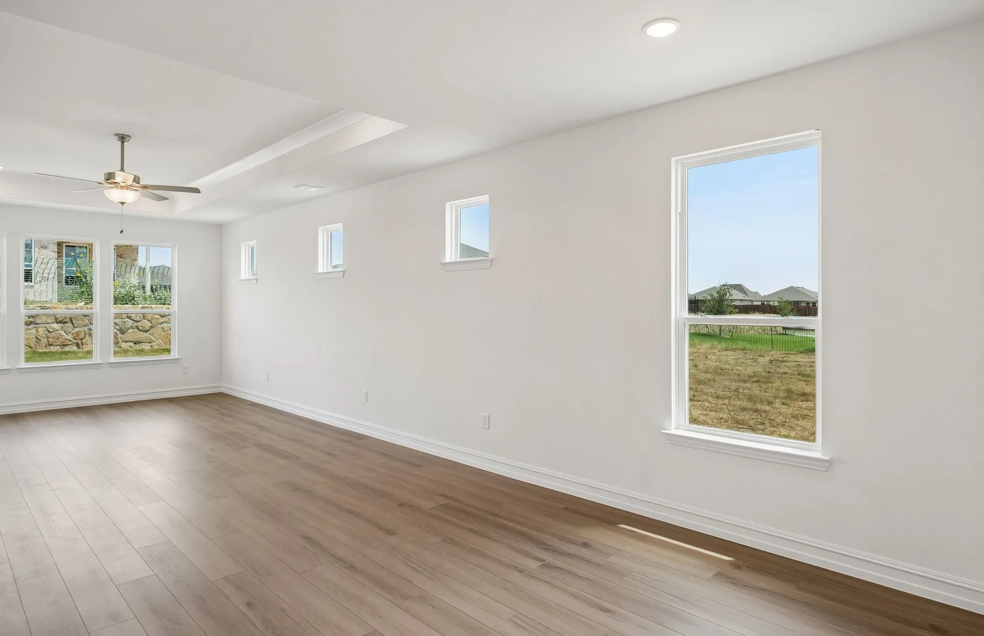 Living room with tray ceiling