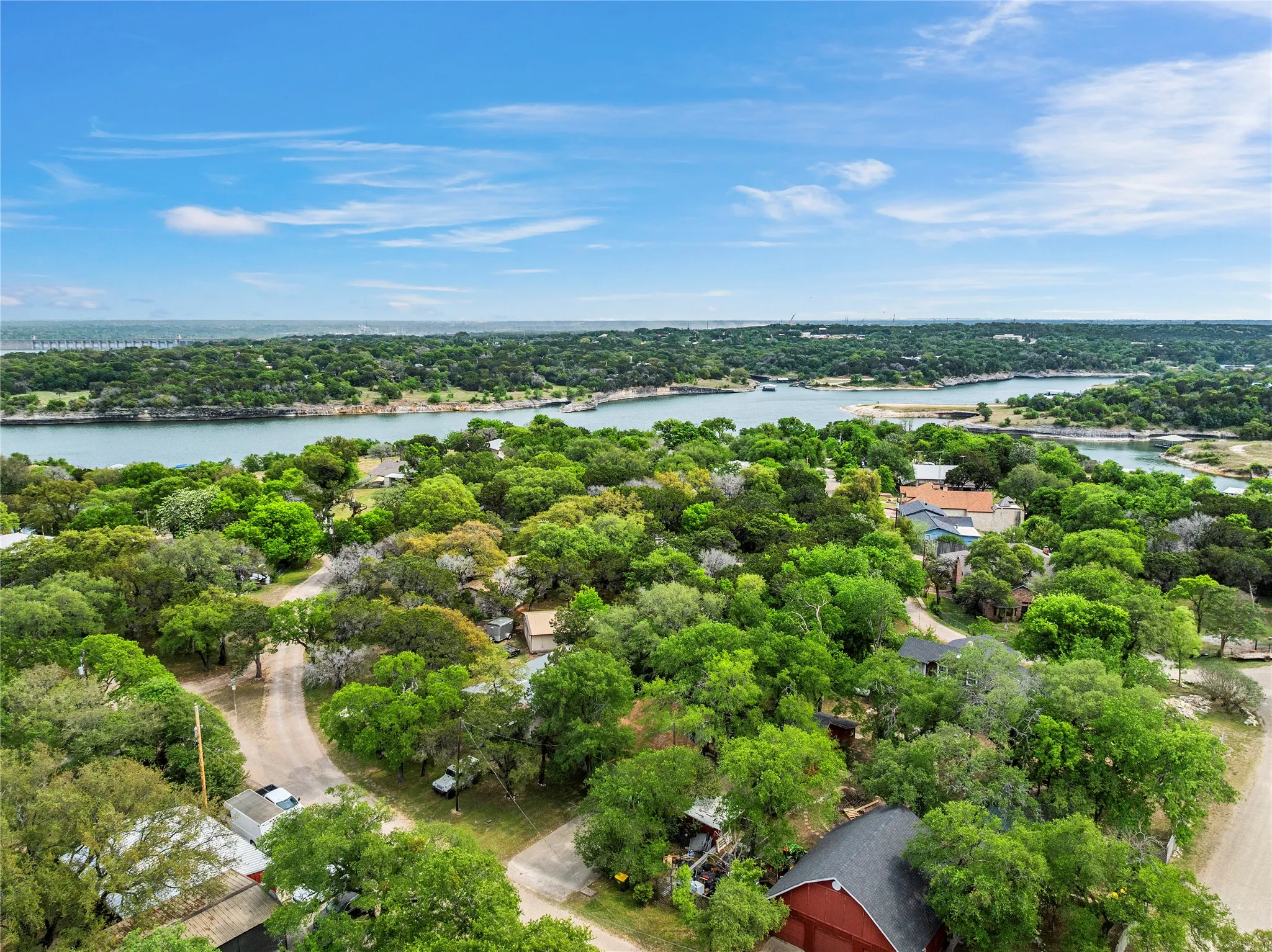 Drone / aerial view of a large body of water