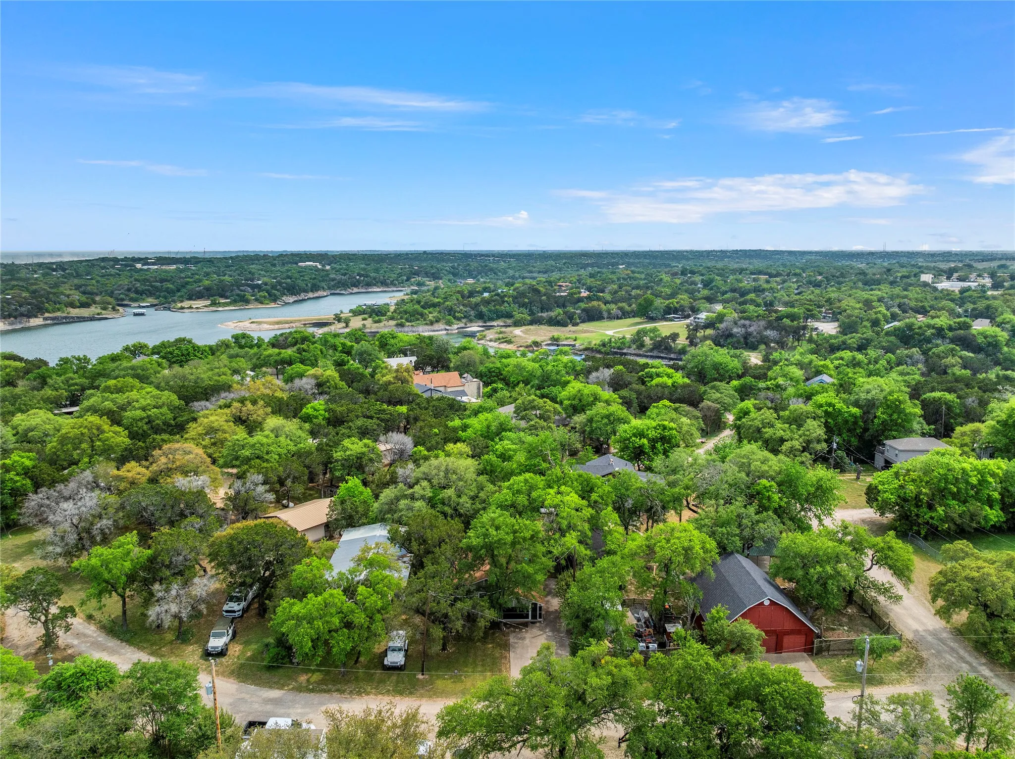 Drone / aerial view of a large body of water